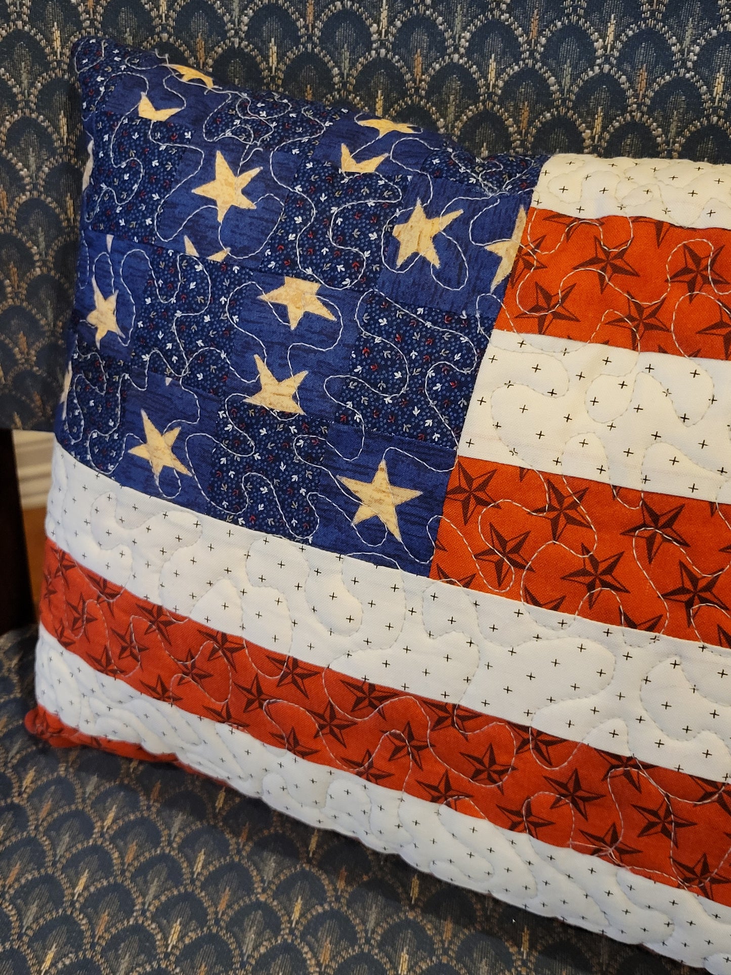 Quilted Flag Throw Pillow