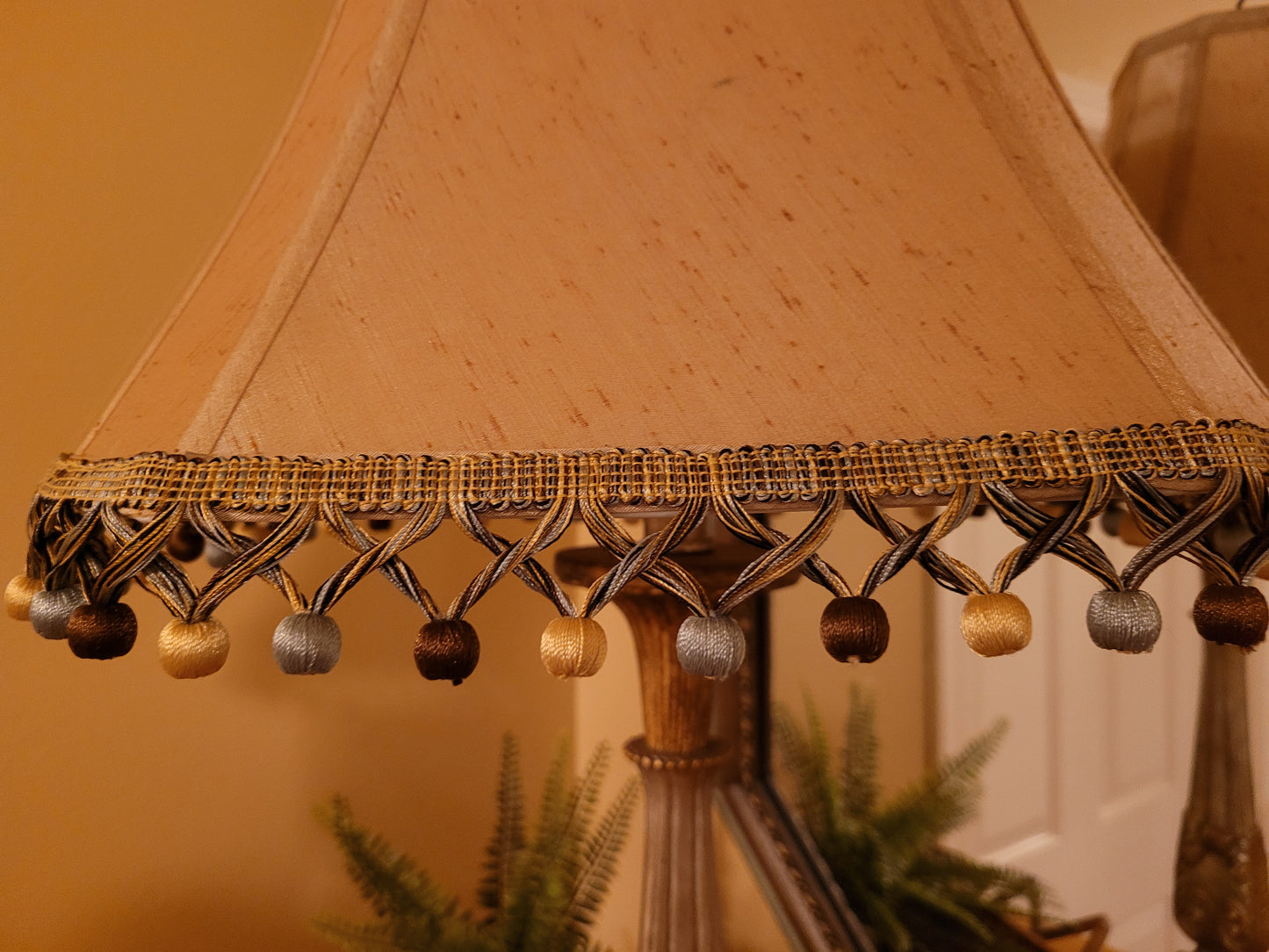 Vintage Gold-Toned Pedestal Lamp