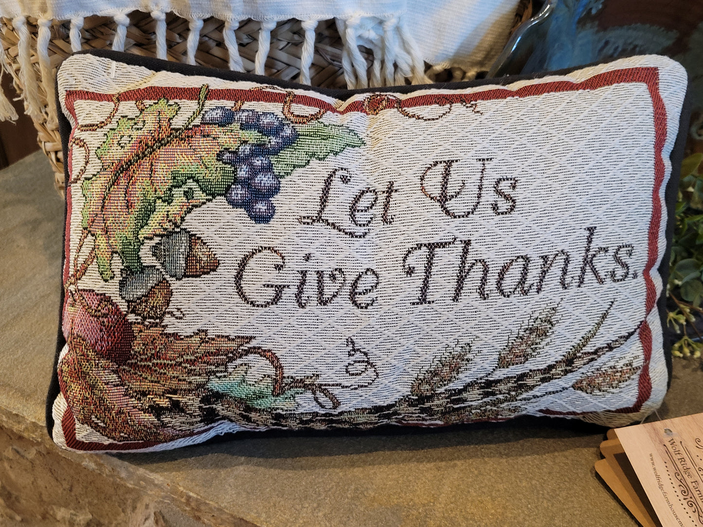 Give Thanks Vintage Tapestry Pillow