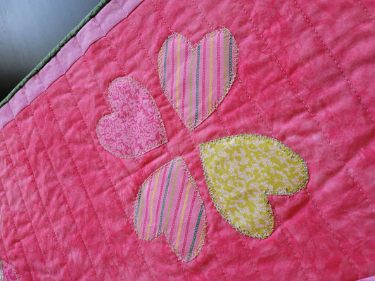 Handmade Appliqued Valentine Hearts Table Topper