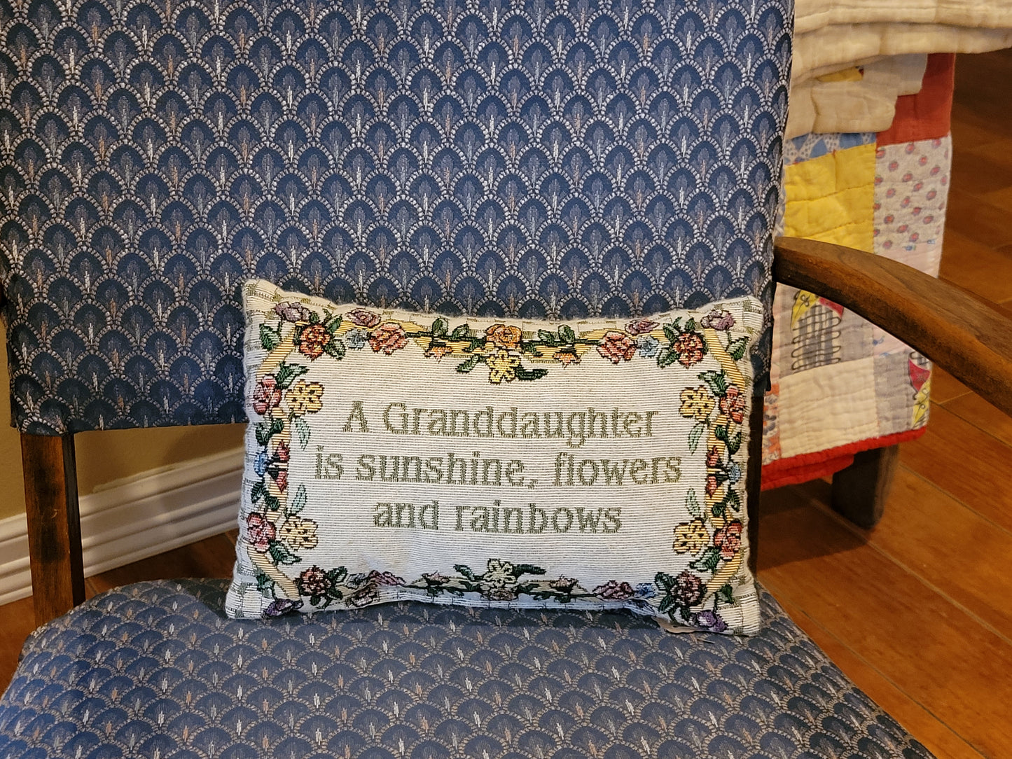 Vintage Tapestry Pillow for Granddaughter