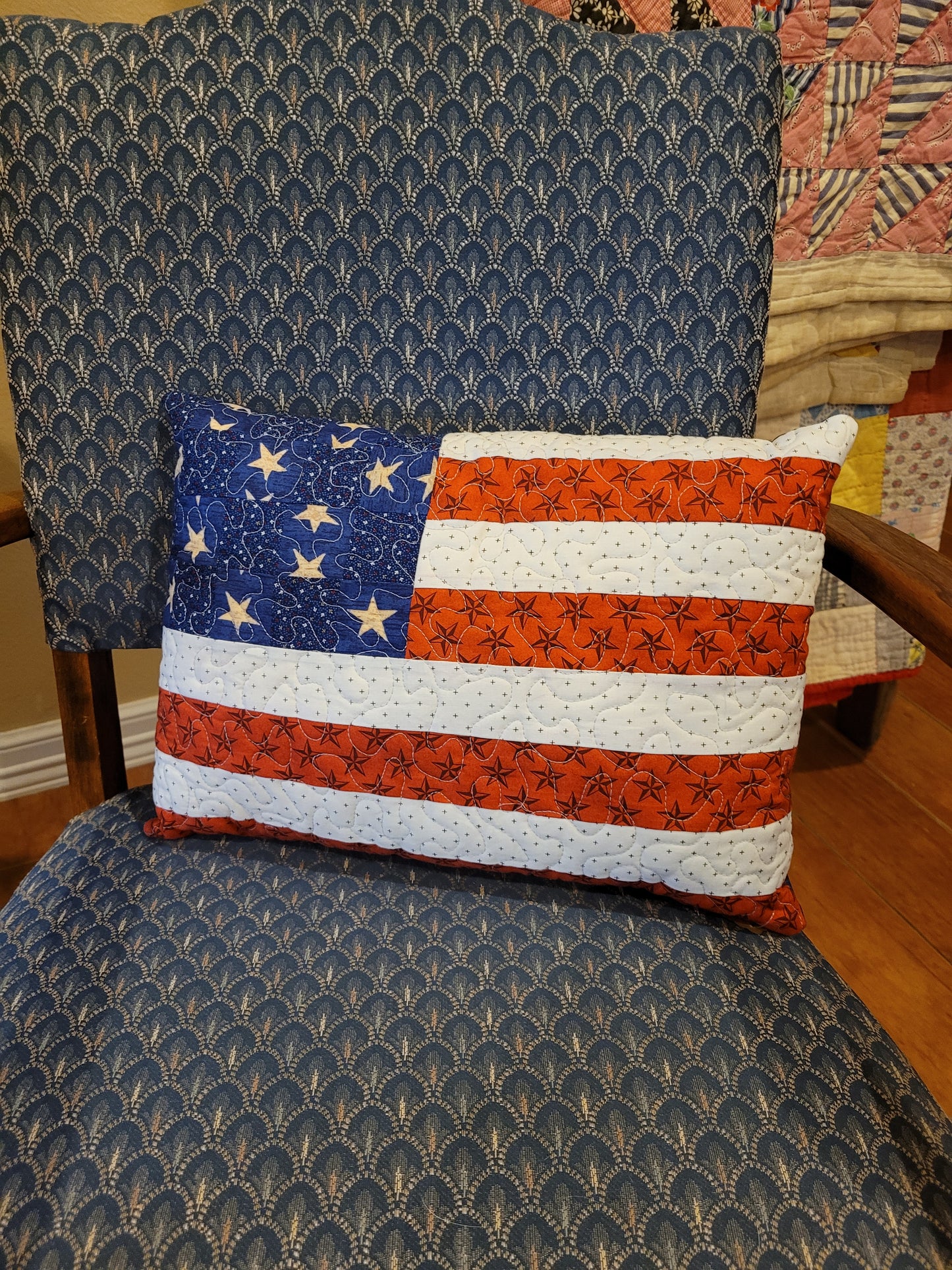 Quilted Flag Throw Pillow