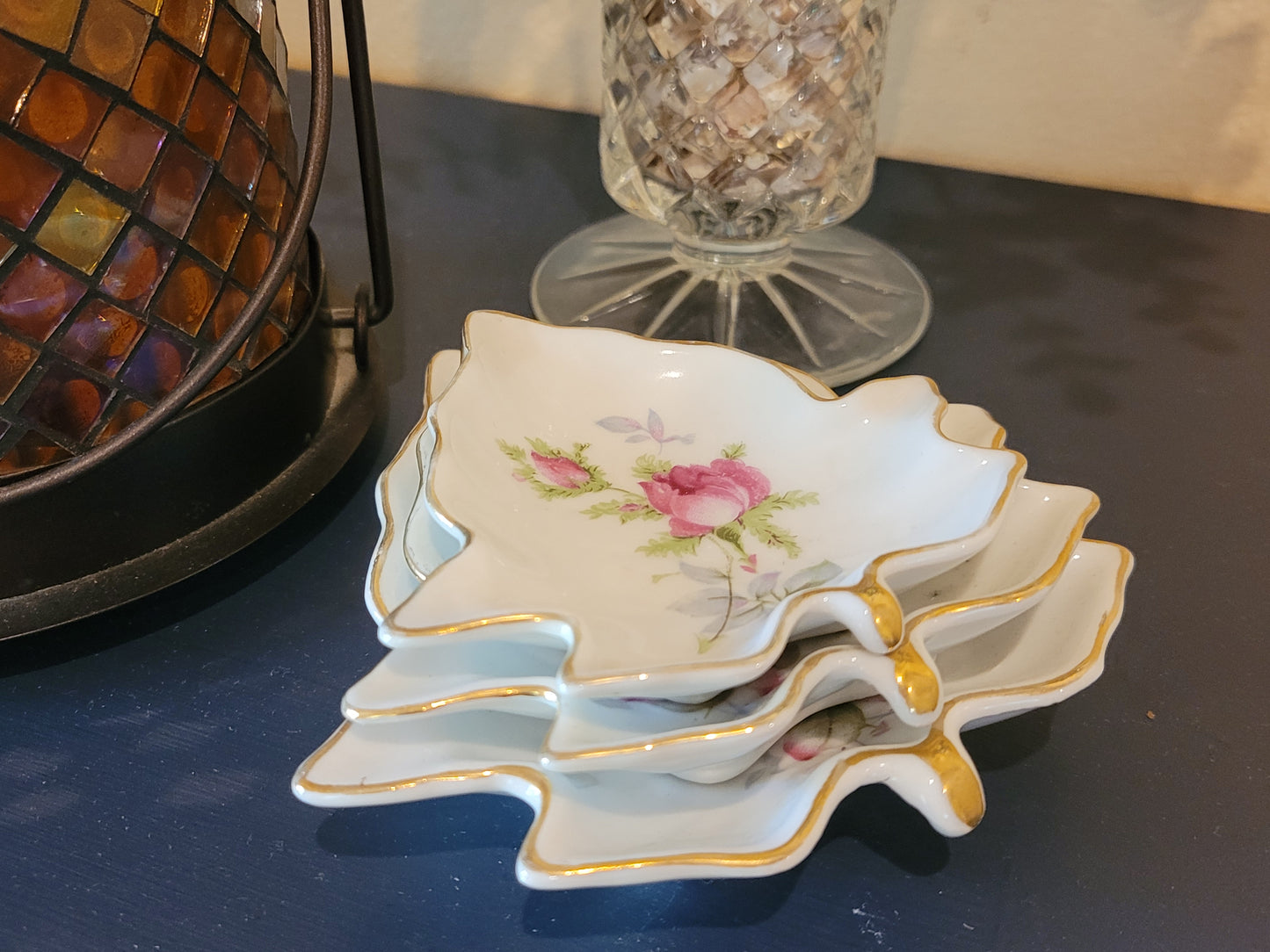 Set of 3 Vintage Lefton Trinket Trays