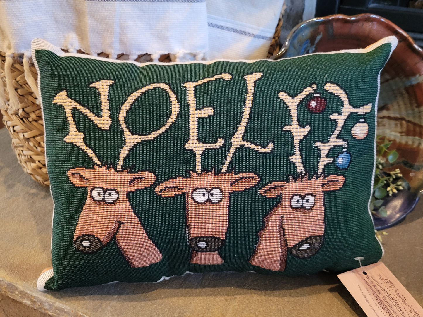 "Noel" Vintage Tapestry Pillow
