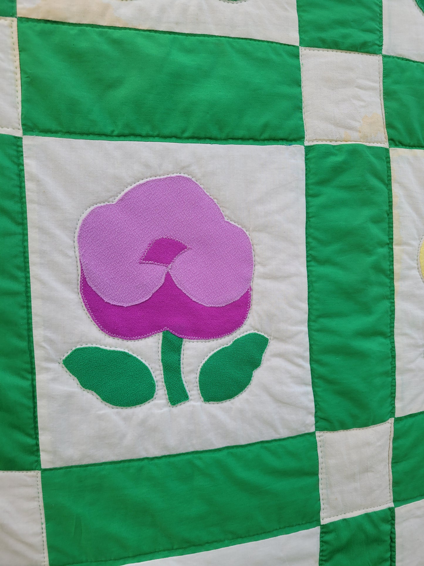 Antique Hand-Quilted Floral Applique Quilt