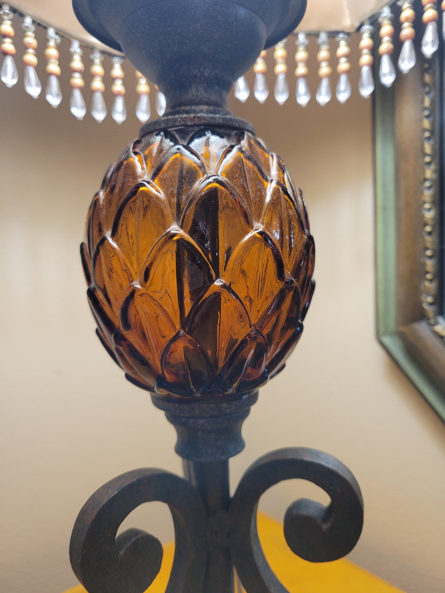 Vintage Table Lamp with Brocade Shade