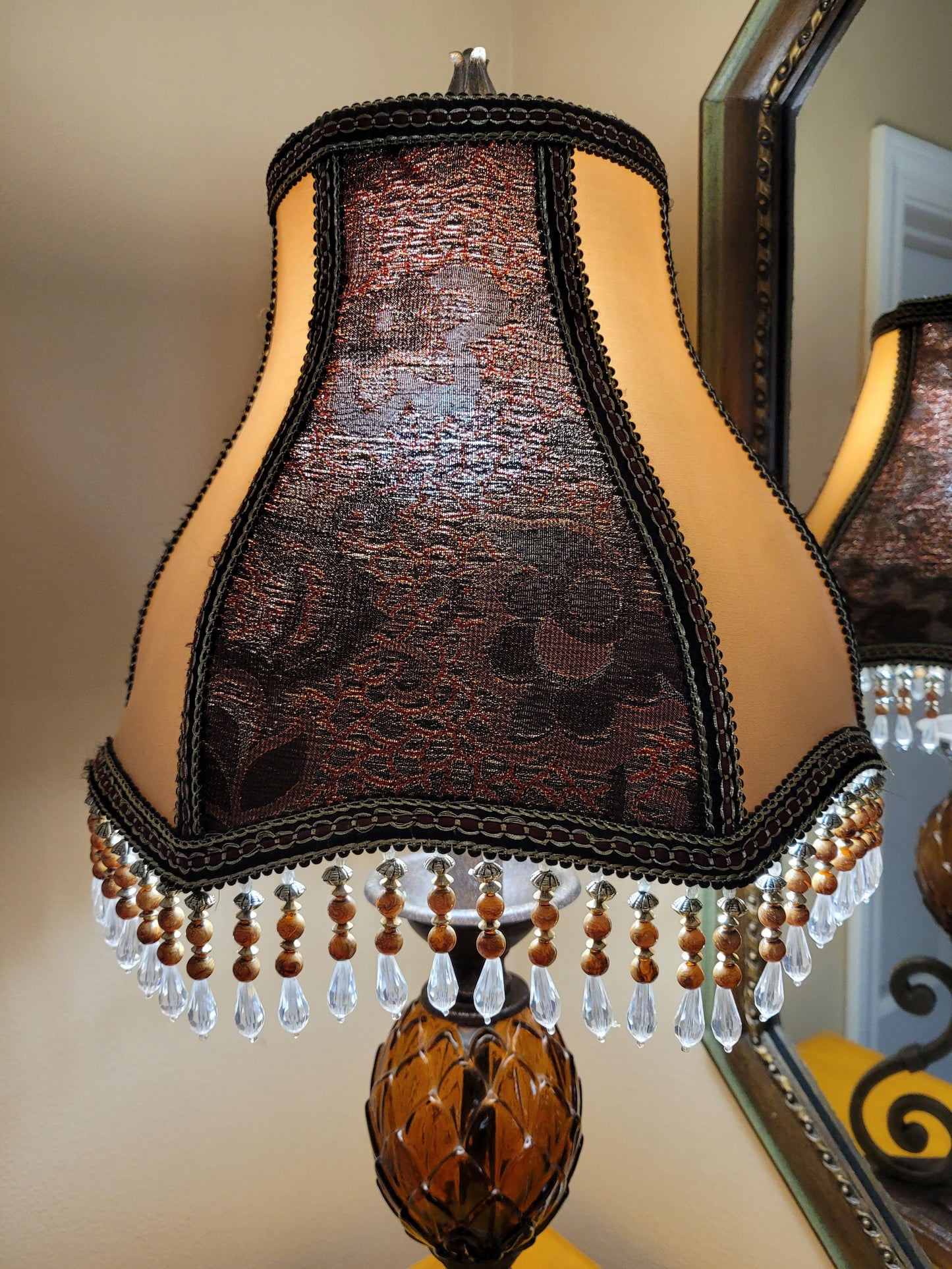 Vintage Table Lamp with Brocade Shade