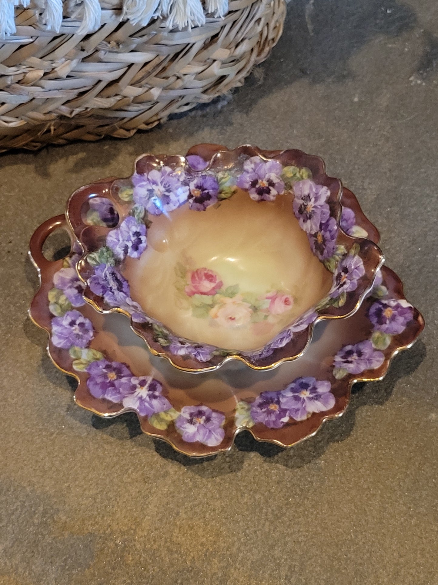 Antique Victoria Austria Sauce Nappy Bowl and Underplate