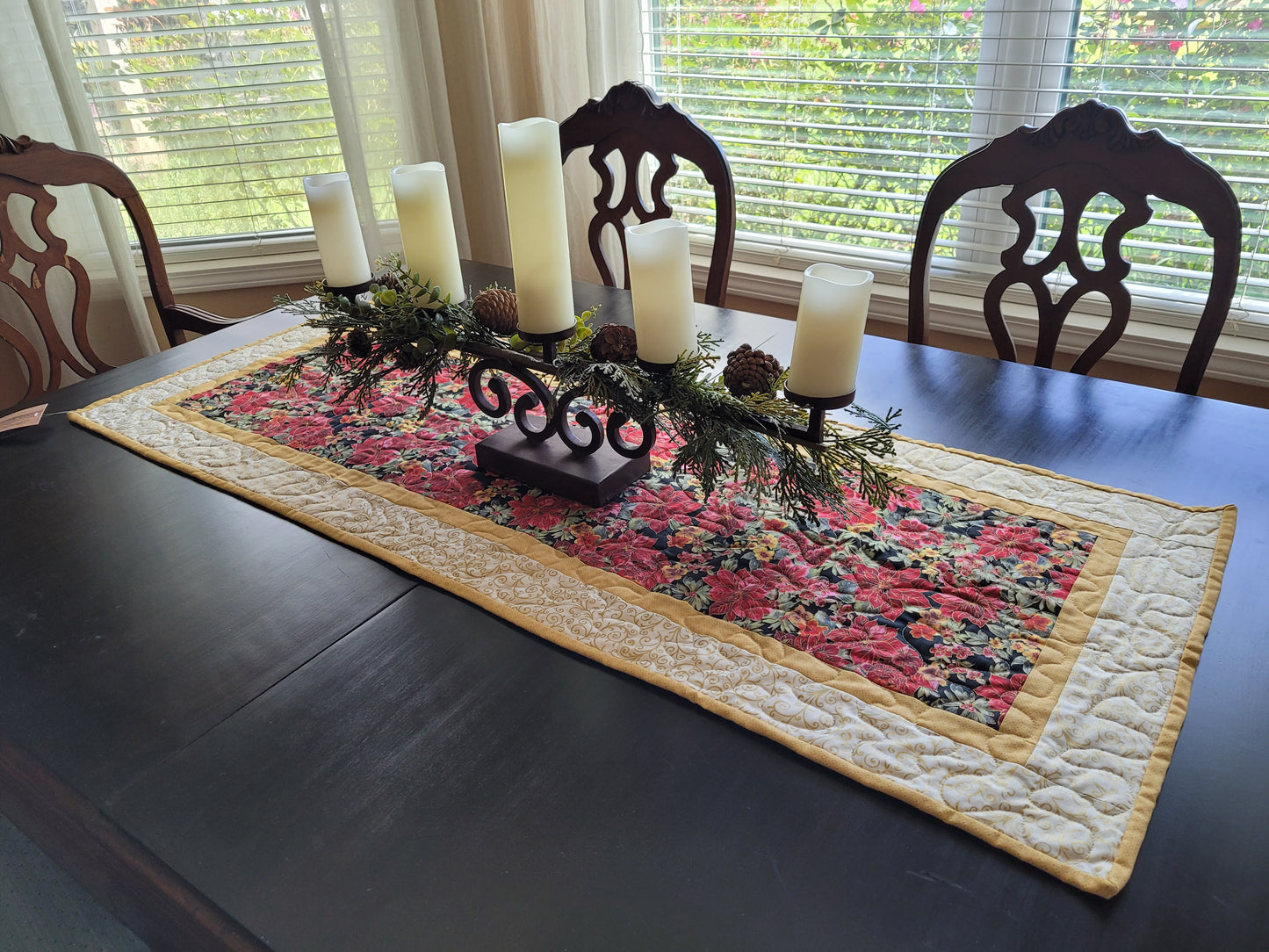 Handmade Poinsettia Christmas Table Runner