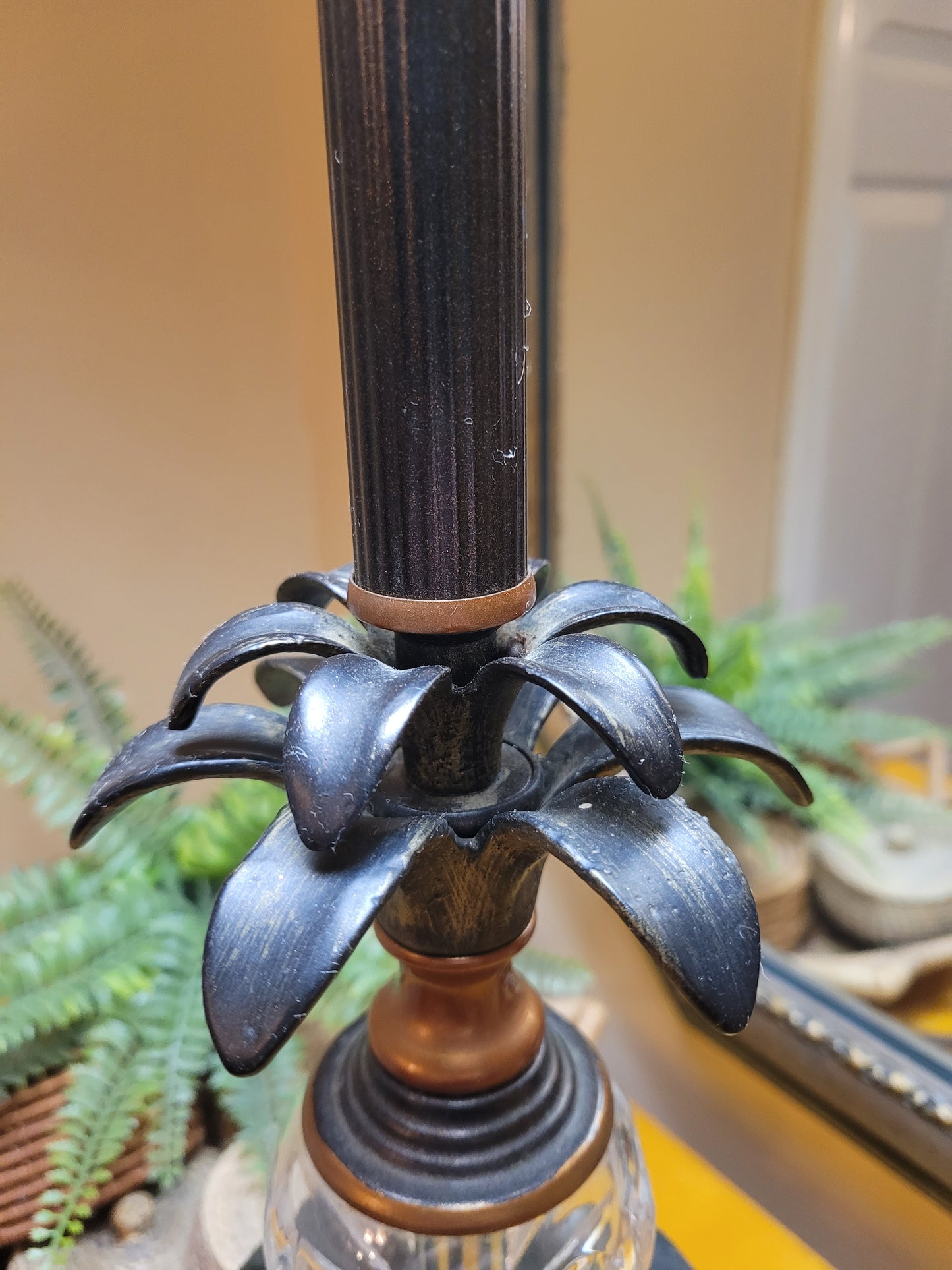 Vintage Candlestick Lamp with Glass Details