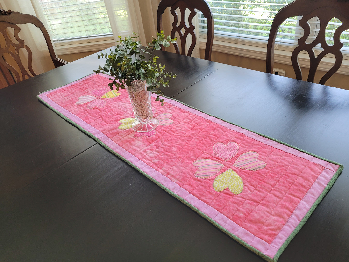 Handmade Appliqued Valentine Hearts Table Topper