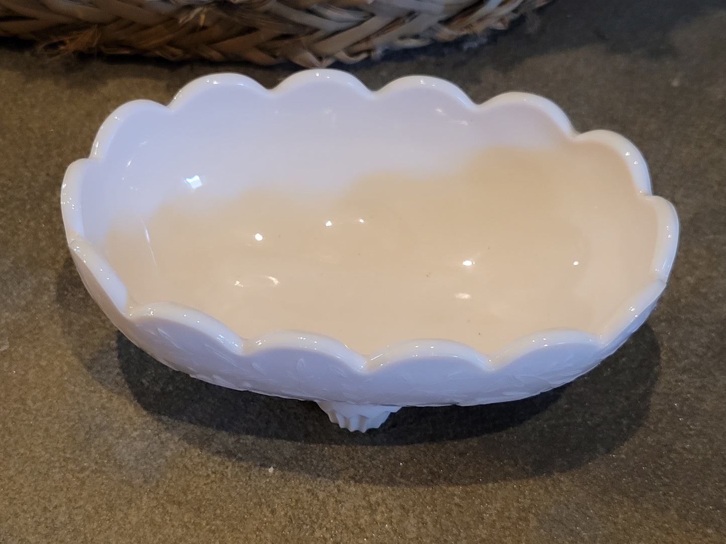 Vintage Pink Milk Glass Trinket Dish