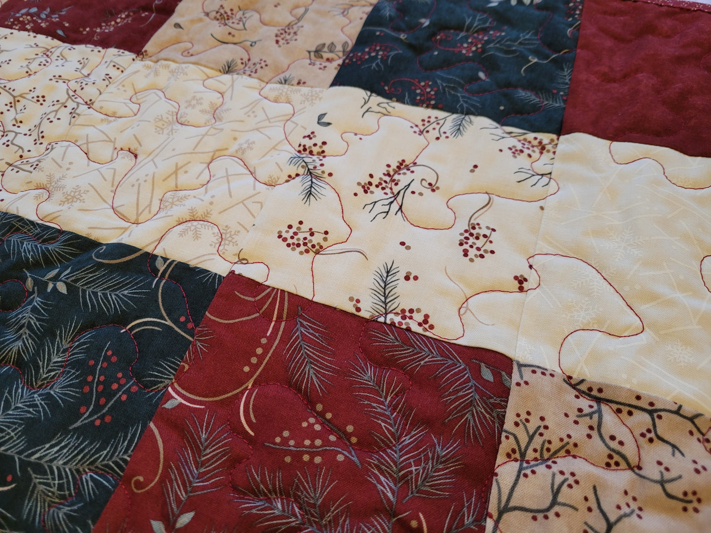 Cranberry and Cream Christmas Table Runner