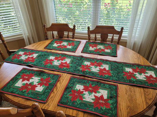 Vintage Tapestry Christmas Poinsettia Set