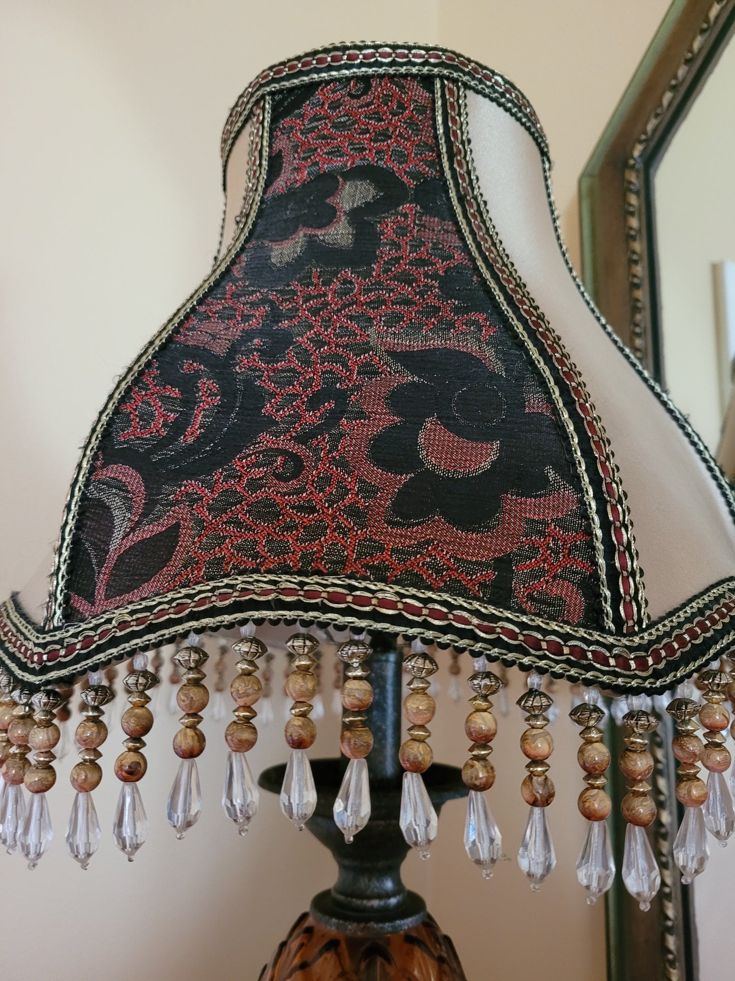 Vintage Table Lamp with Brocade Shade