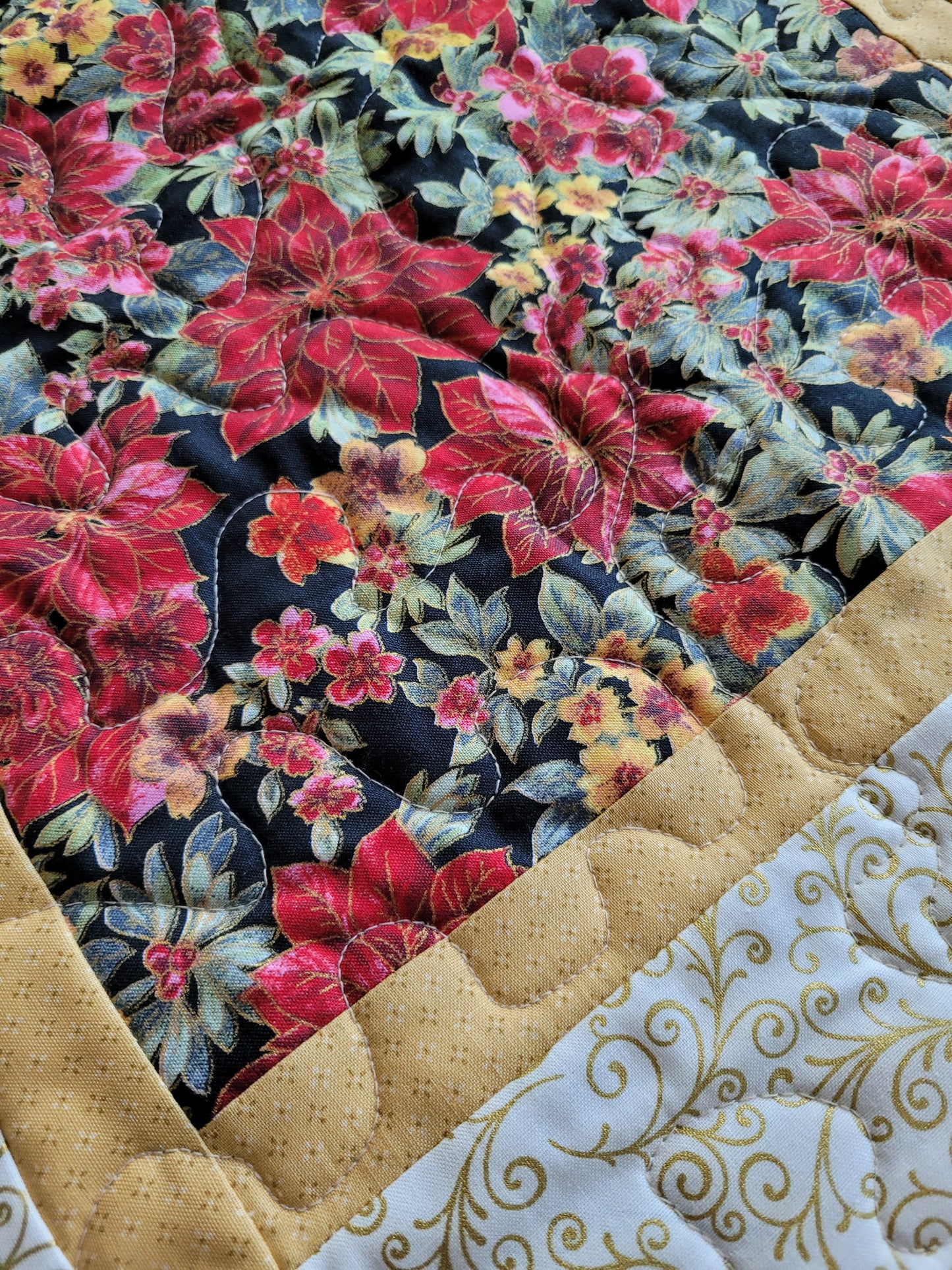 Handmade Poinsettia Christmas Table Runner