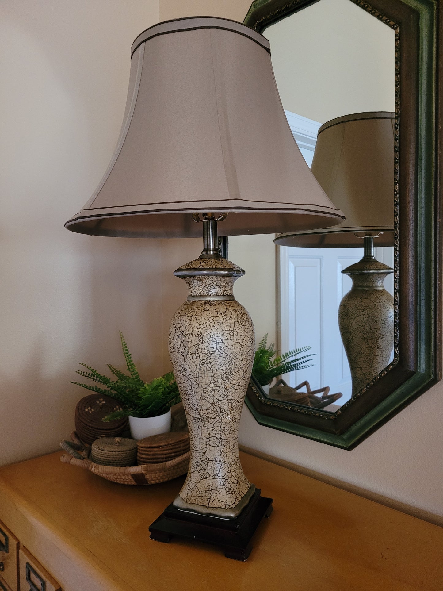 Vintage Table Lamp with Crackle Finish