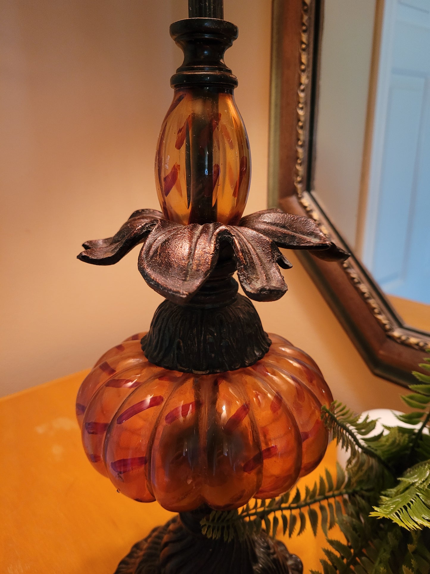 Vintage Amber Glass Console Lamp