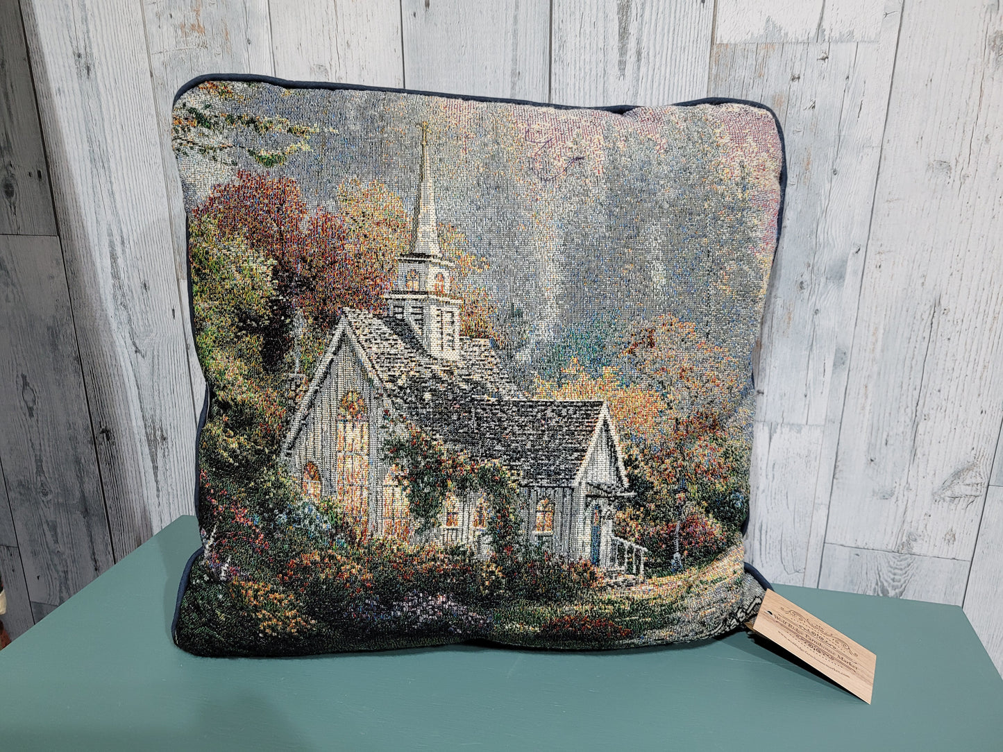 Vintage Tapestry Thomas Kinkade Throw Pillow