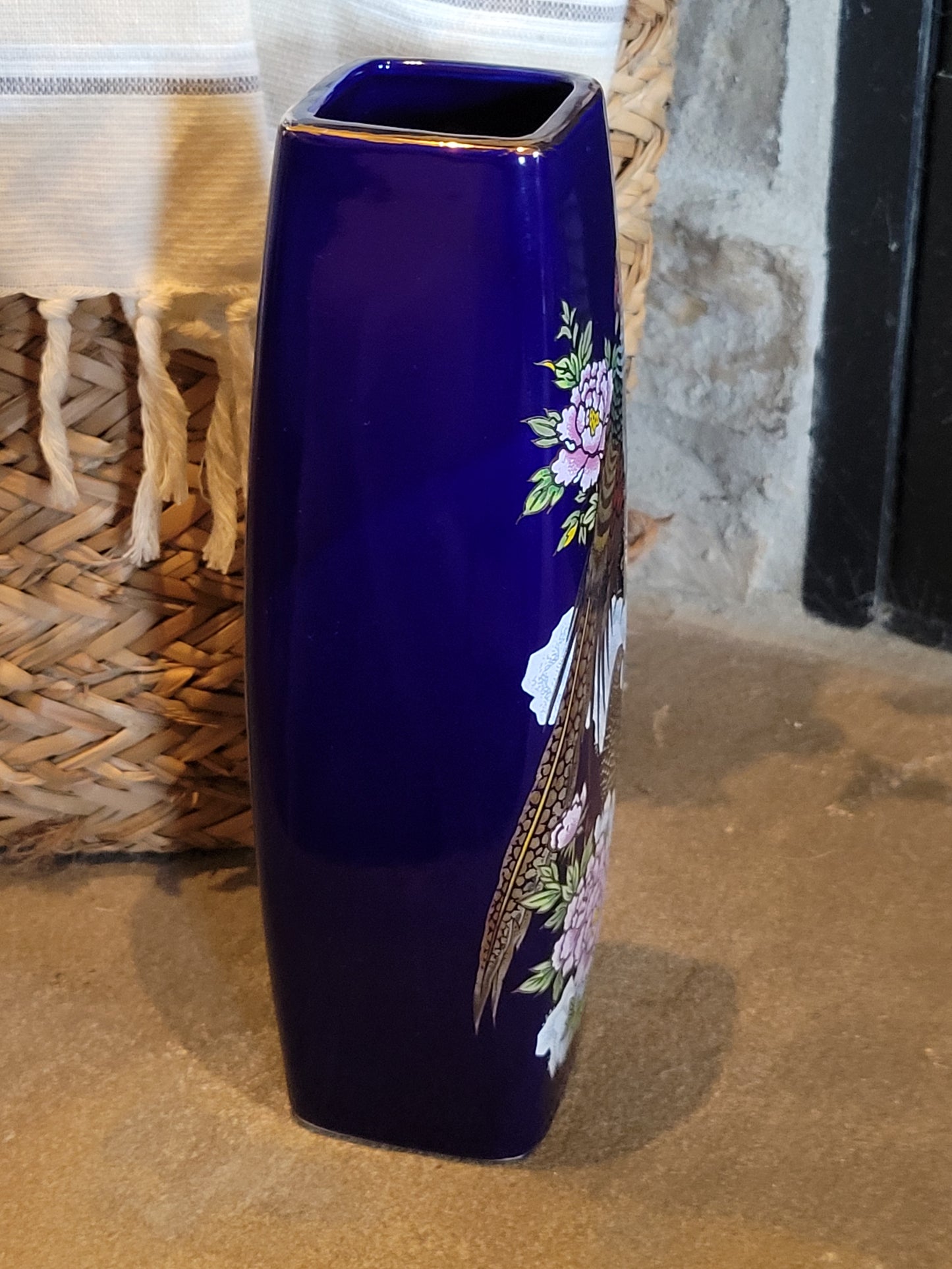 Vintage Inerpur Cobalt Vase with Gold Details