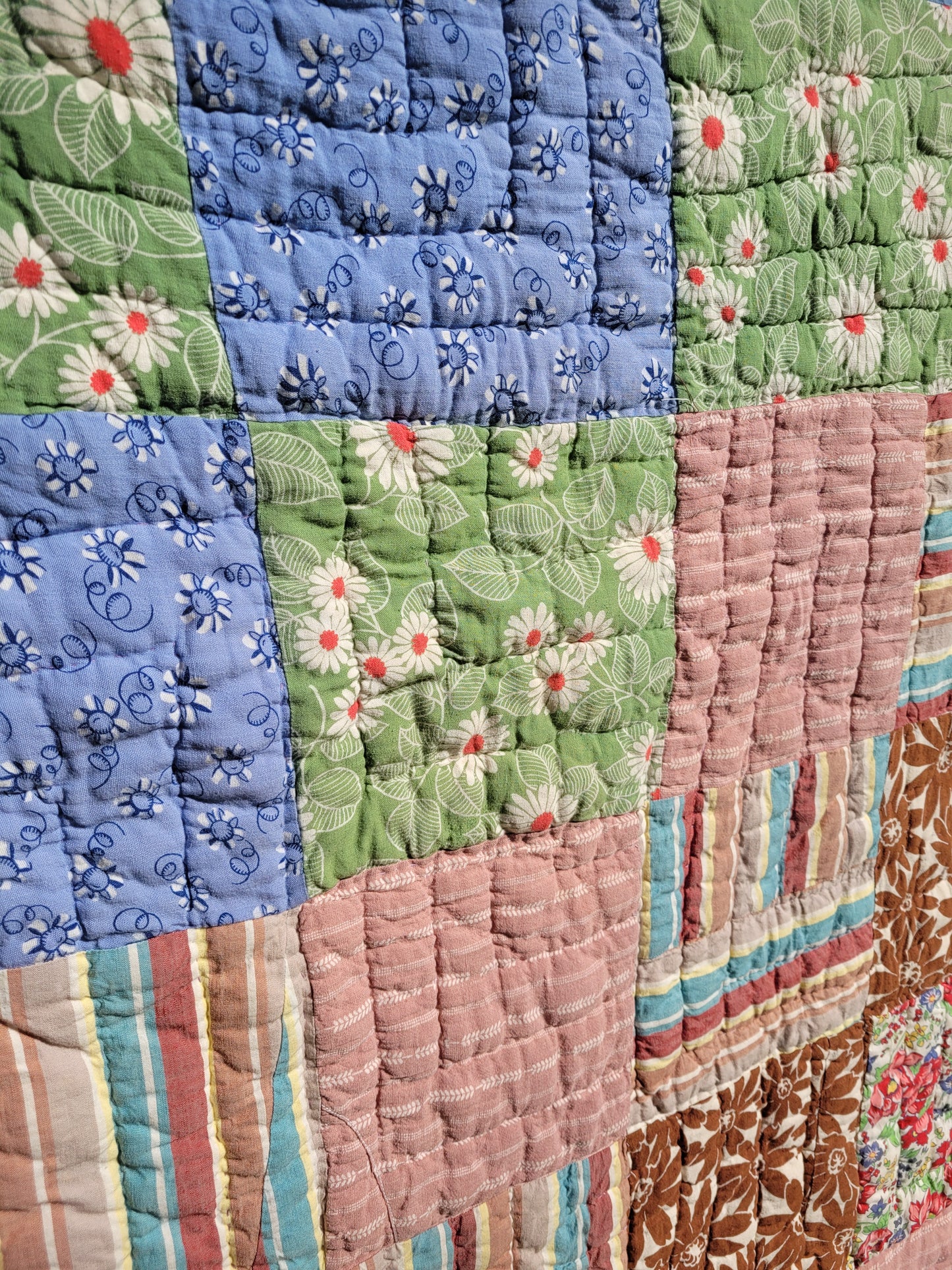 Vintage Feedsack Patchwork Quilt