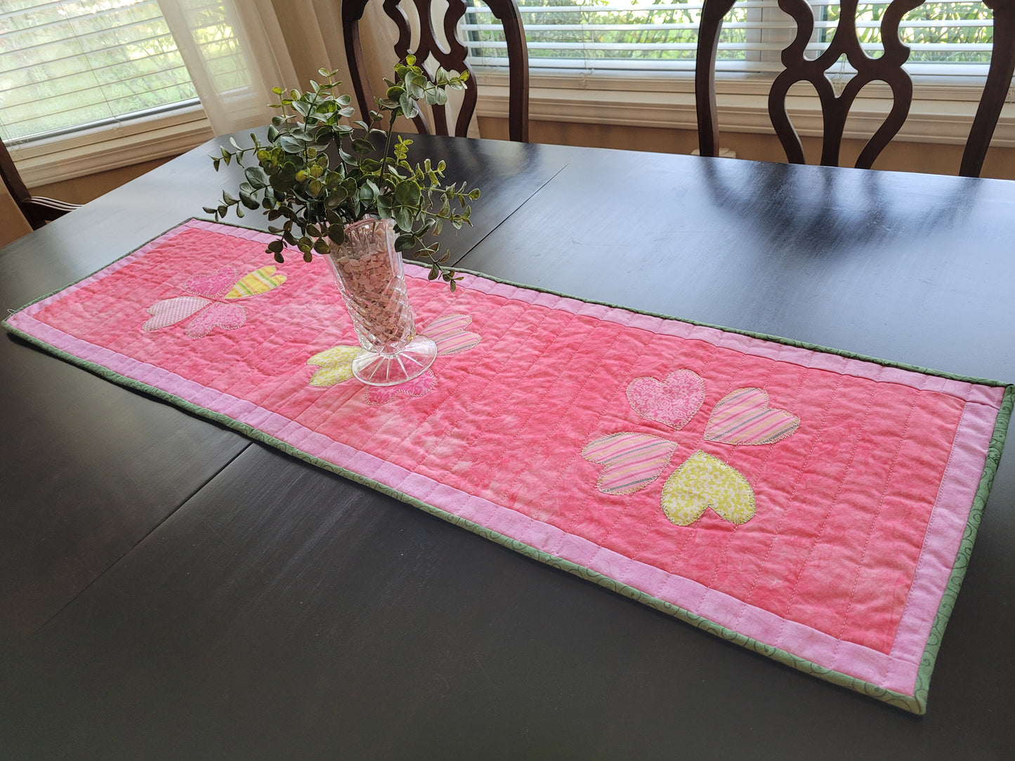 Handmade Appliqued Valentine Hearts Table Topper