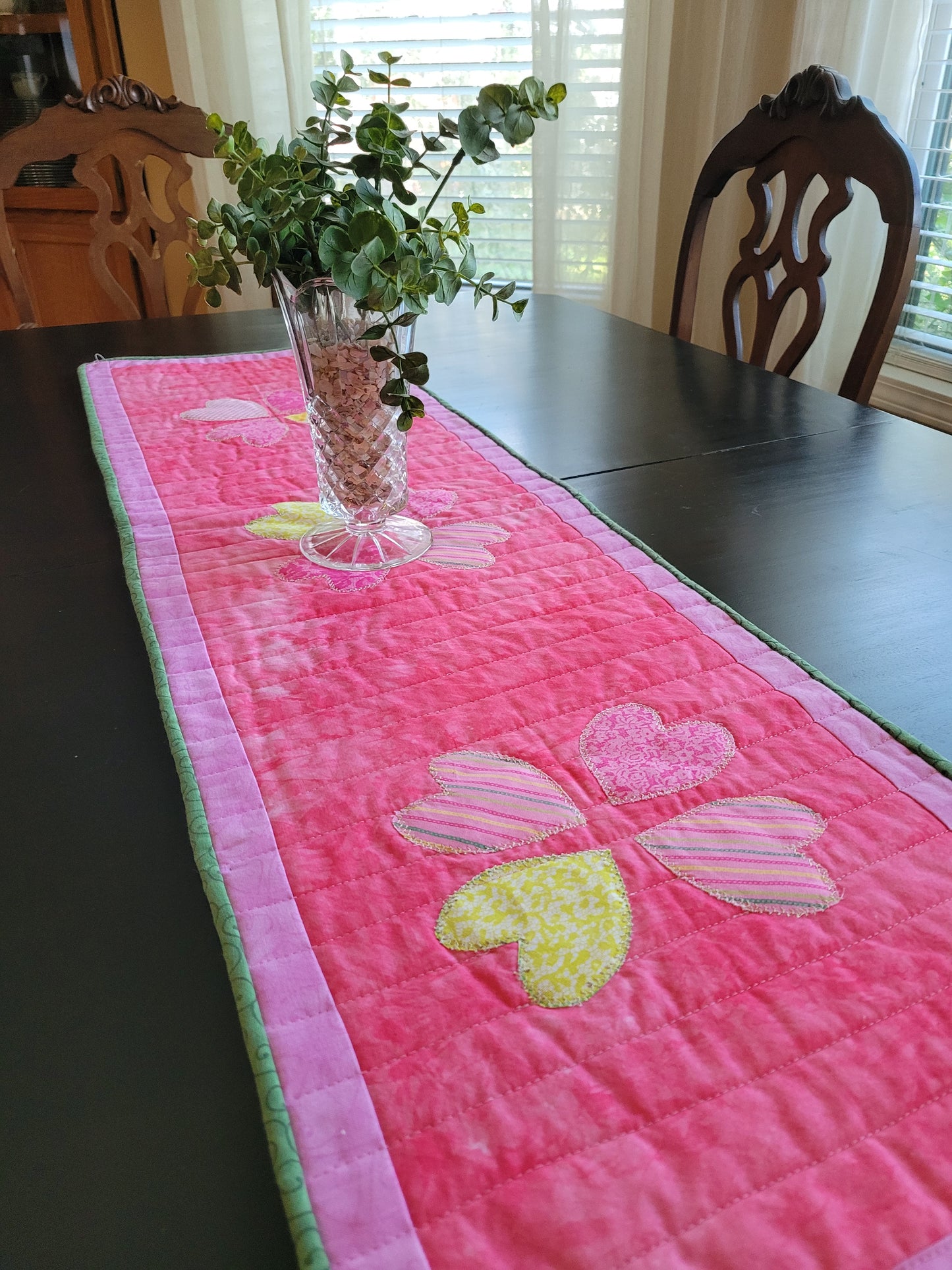 Handmade Appliqued Valentine Hearts Table Topper