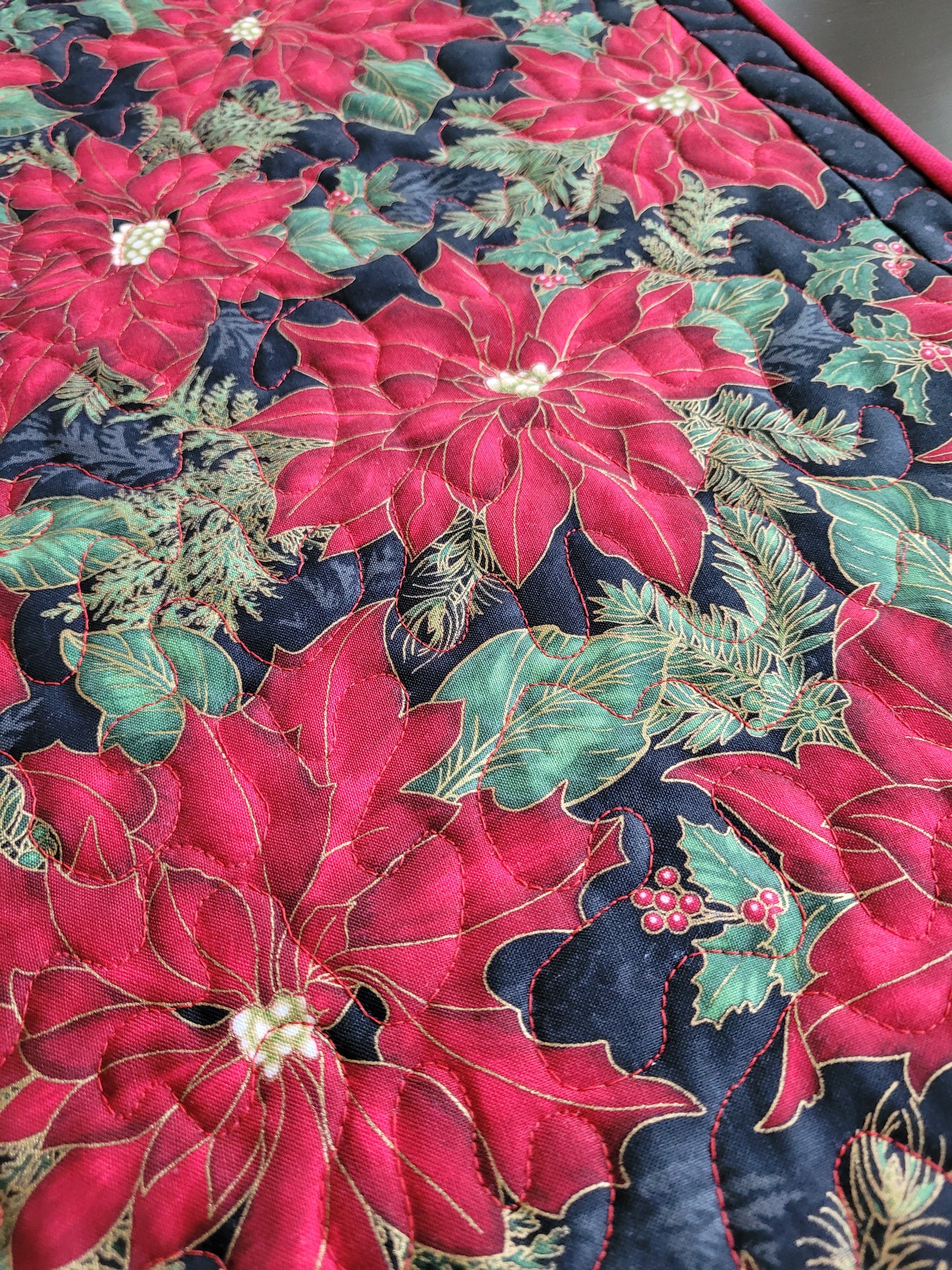 Handmade Poinsettia Table Runner