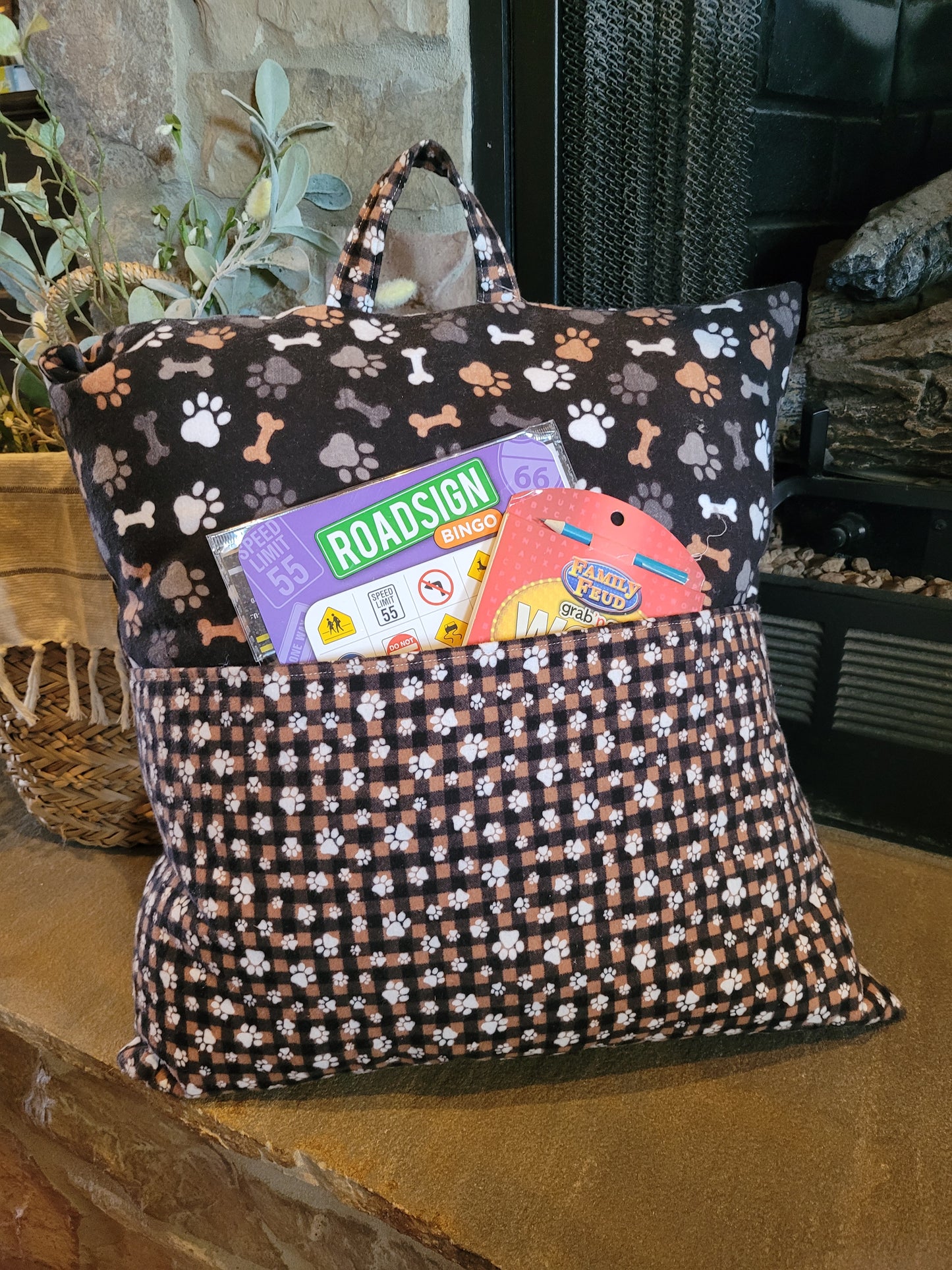 Paw Print Reading Pocket Pillow