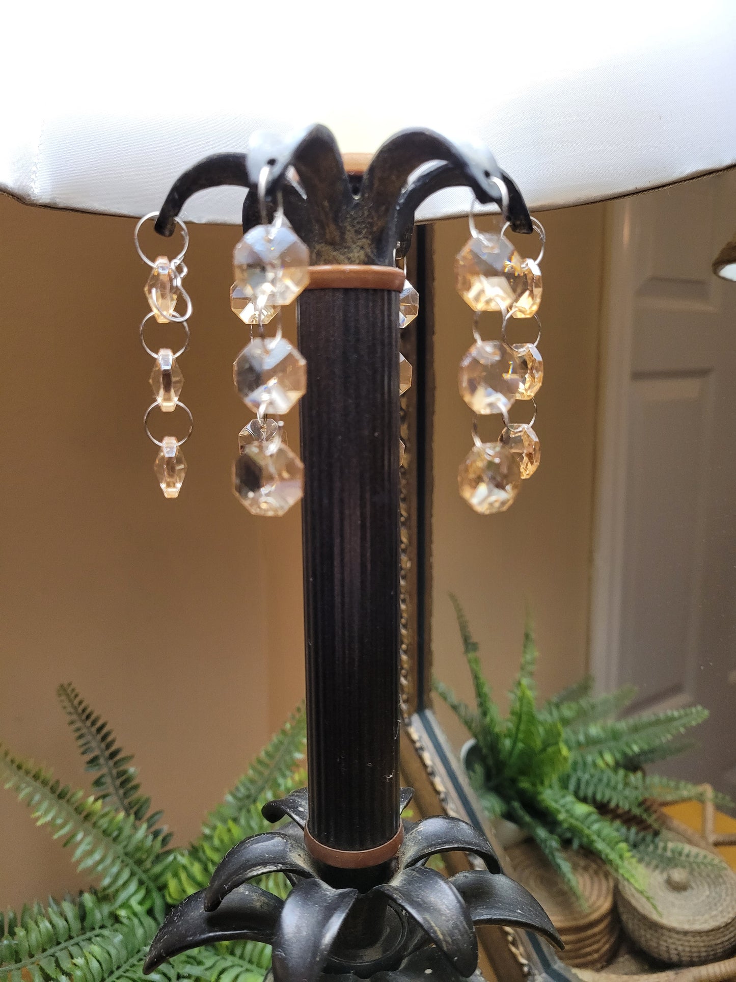 Vintage Candlestick Lamp with Glass Details
