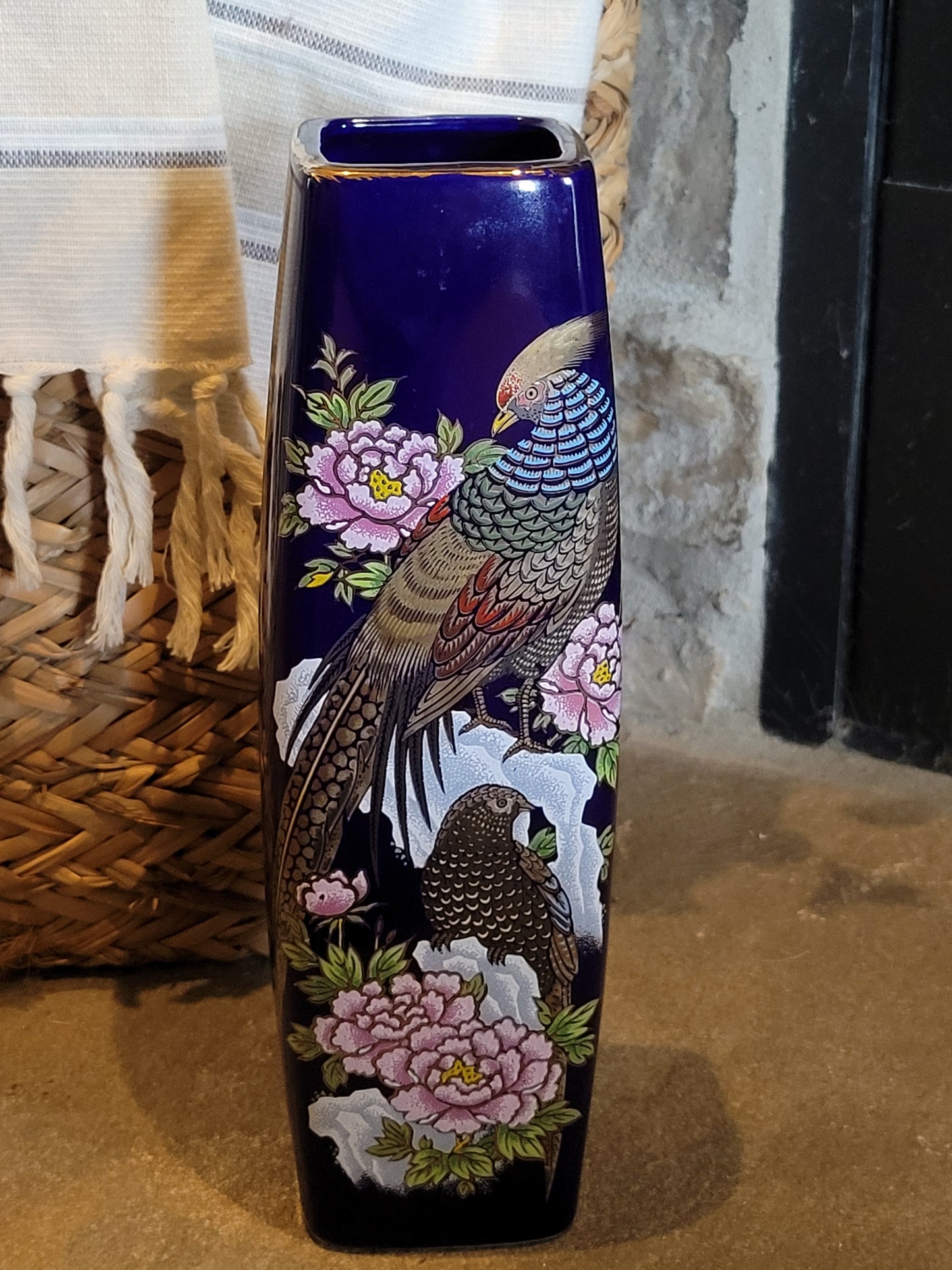 Vintage Inerpur Cobalt Vase with Gold Details