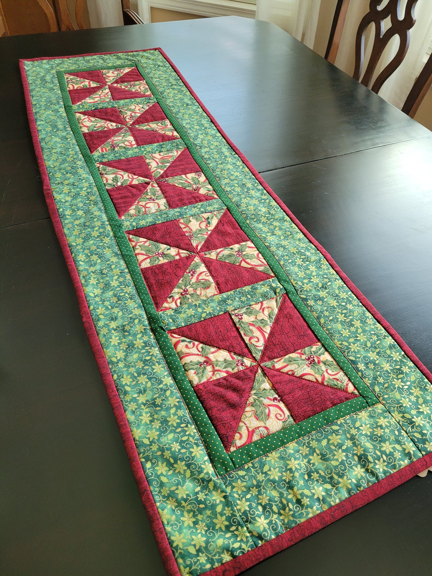 Handmade Christmas Pinwheel Table Runner