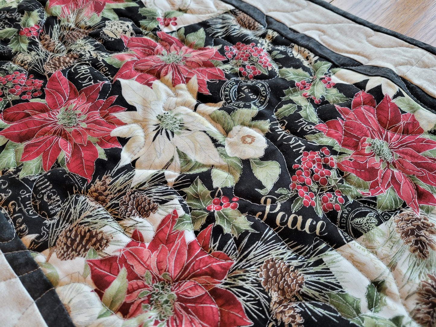 Poinsettia Christmas Table Runner