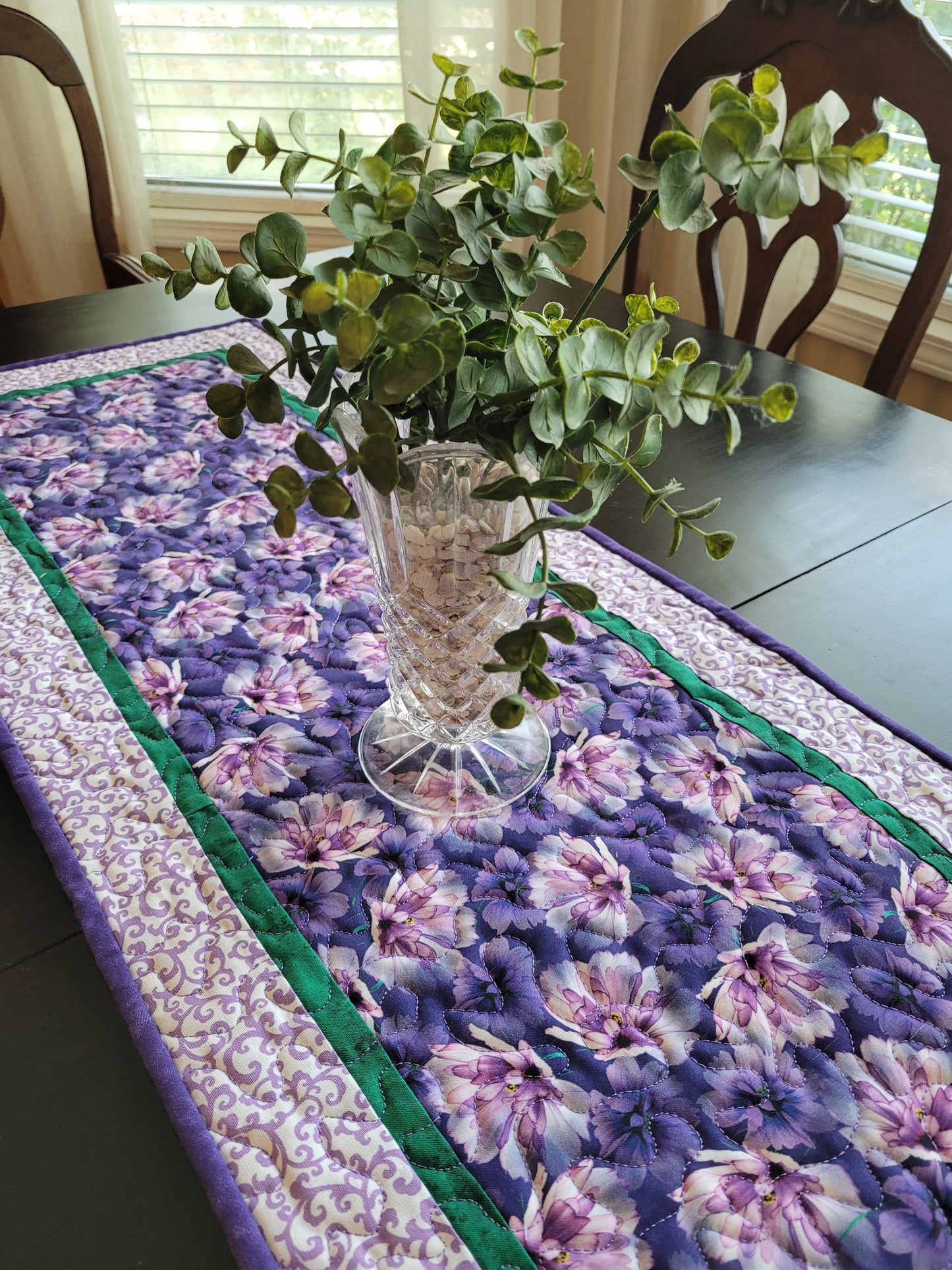 Handmade Purple Floral Table Runner