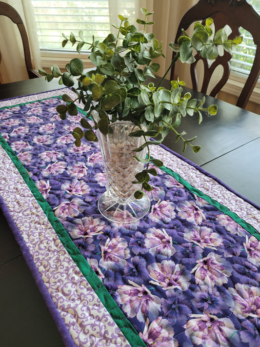 Handmade Purple Floral Table Runner