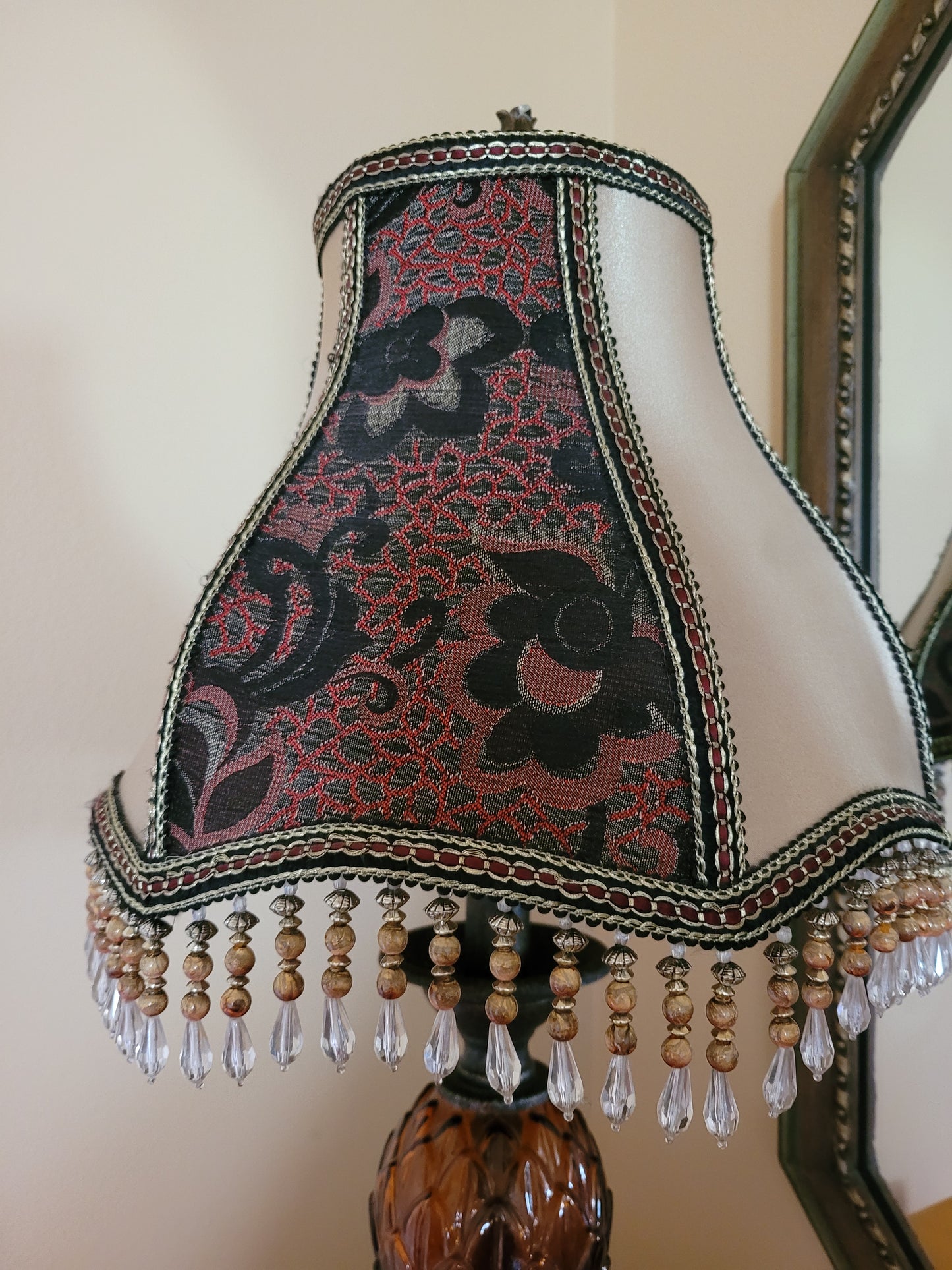 Vintage Table Lamp with Brocade Shade