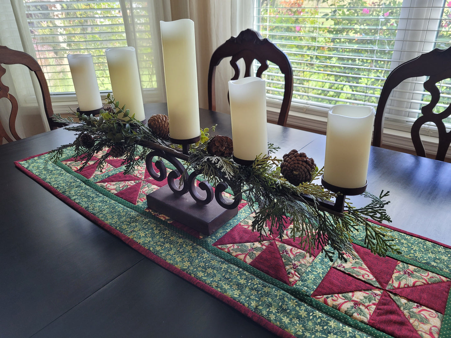 Handmade Christmas Pinwheel Table Runner