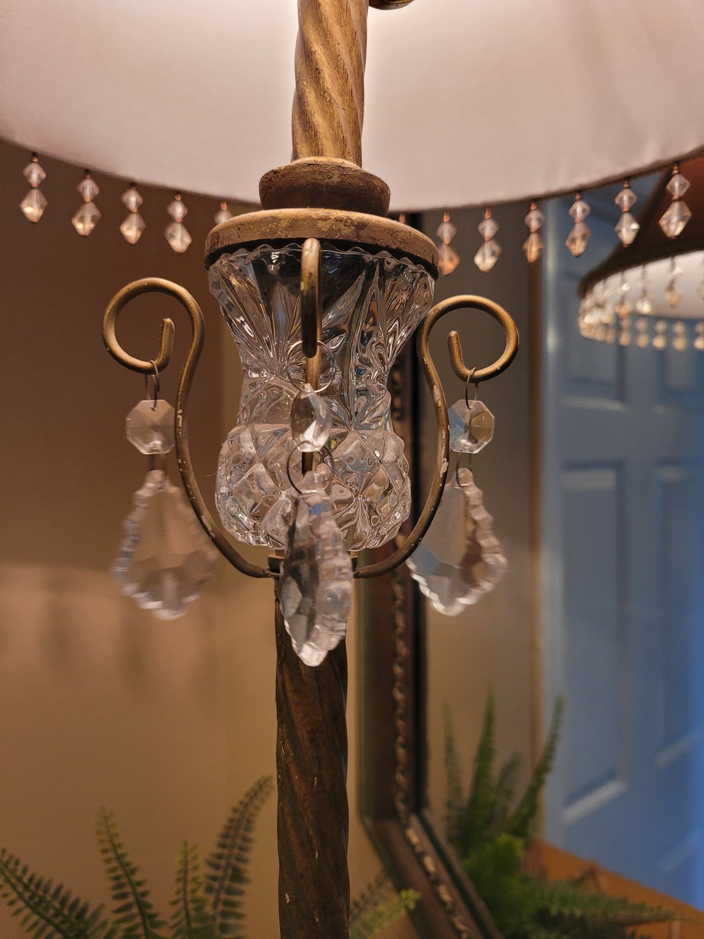 Vintage Candlestick Lamp with Crystal Details