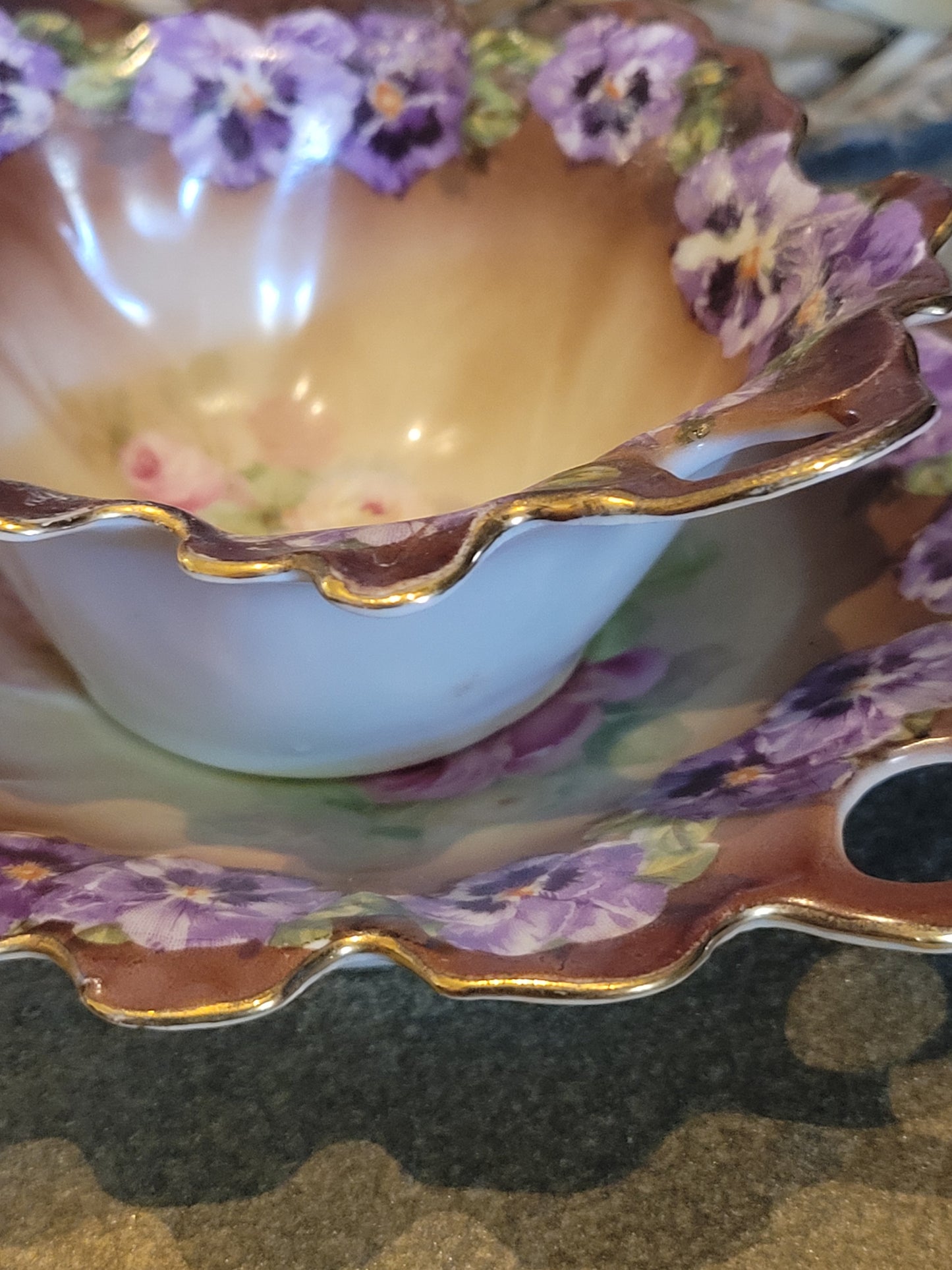 Antique Victoria Austria Sauce Nappy Bowl and Underplate
