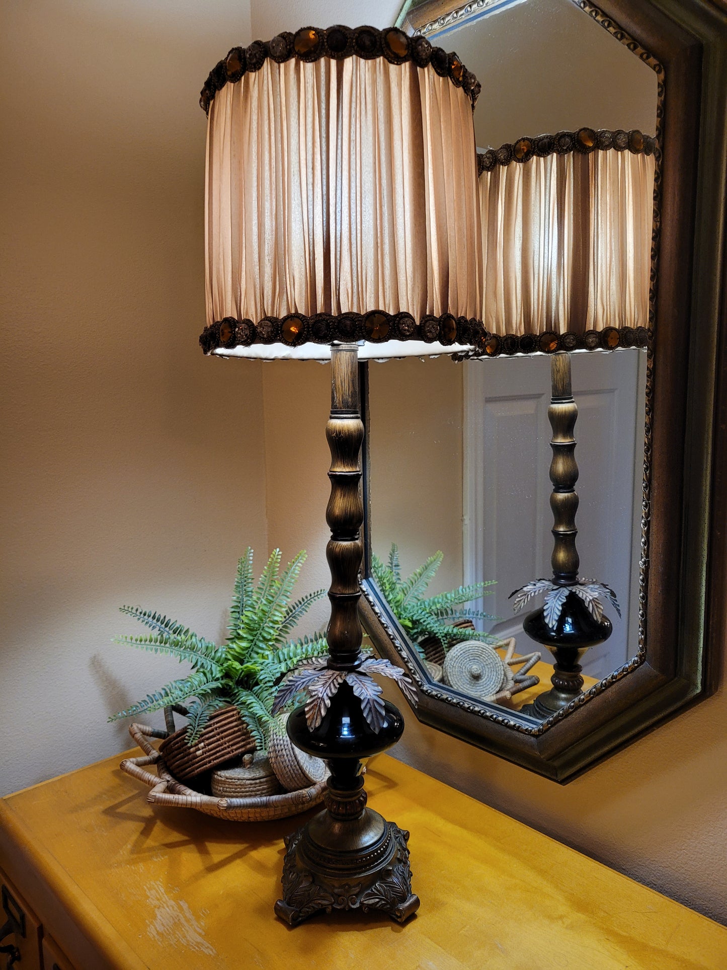 Vintage Candlestick Lamp with glass details