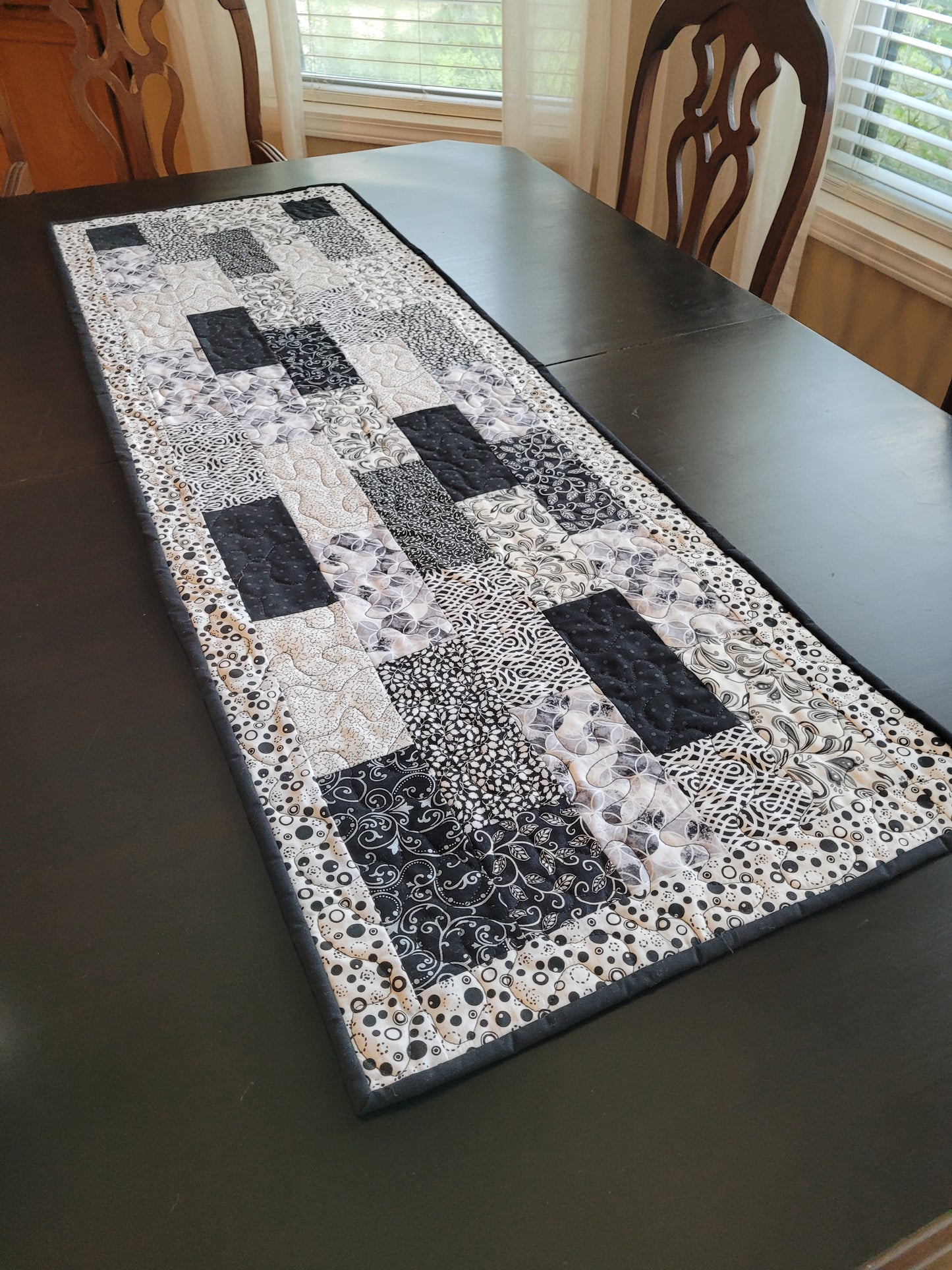 Handmade Black and White Table Runner