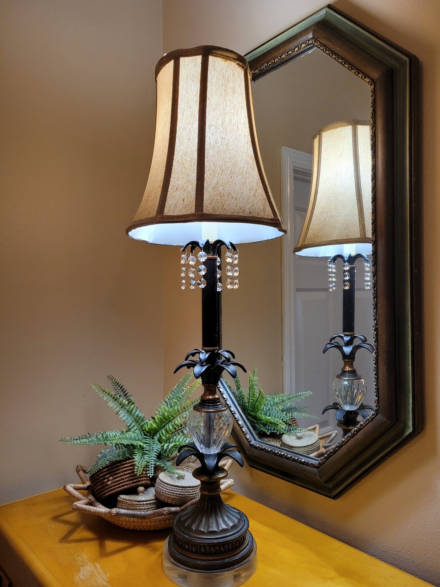 Vintage Candlestick Lamp with Glass Details