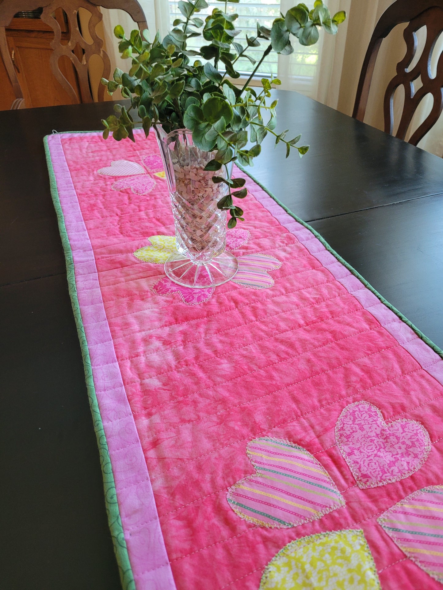Handmade Appliqued Valentine Hearts Table Topper