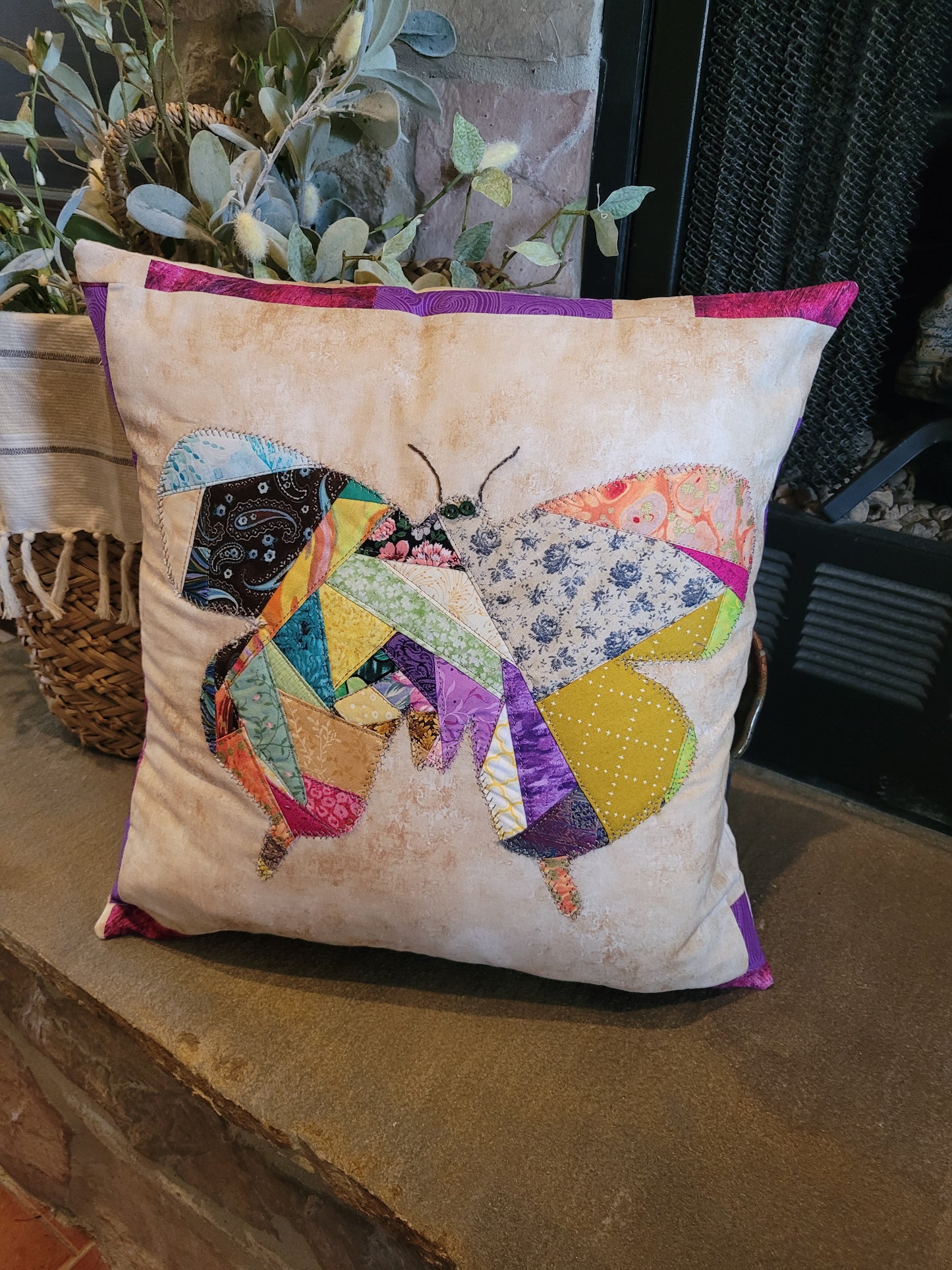 Patchwork Butterfly Pillow