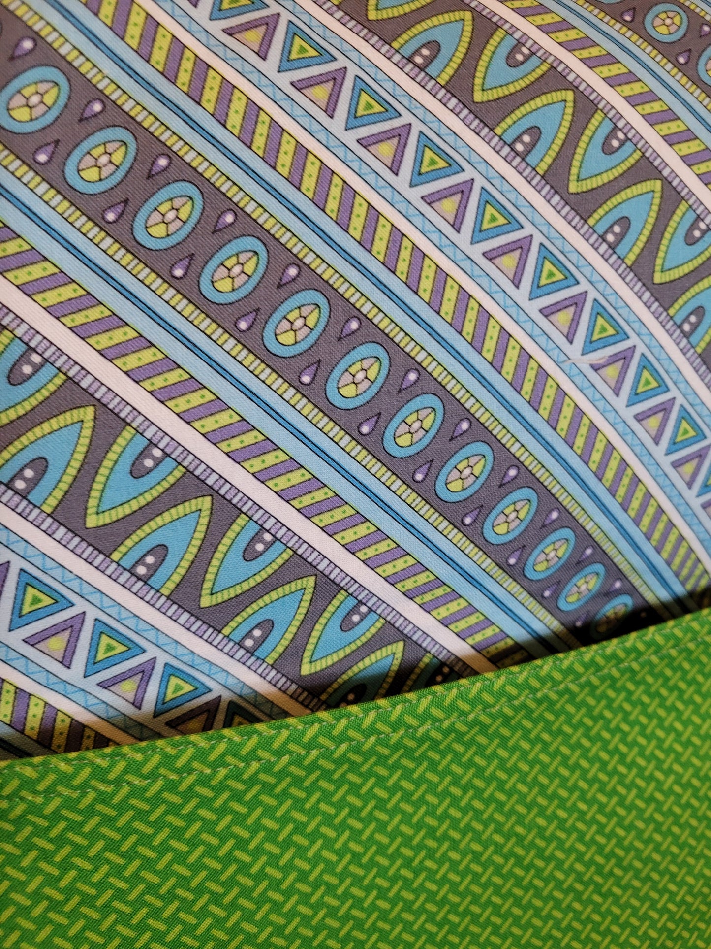 Blue and Green Striped Reading Pillow
