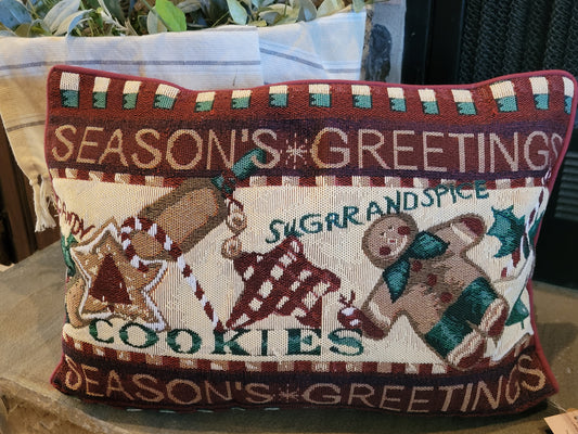 Season's Greetings Vintage Tapestry Pillow