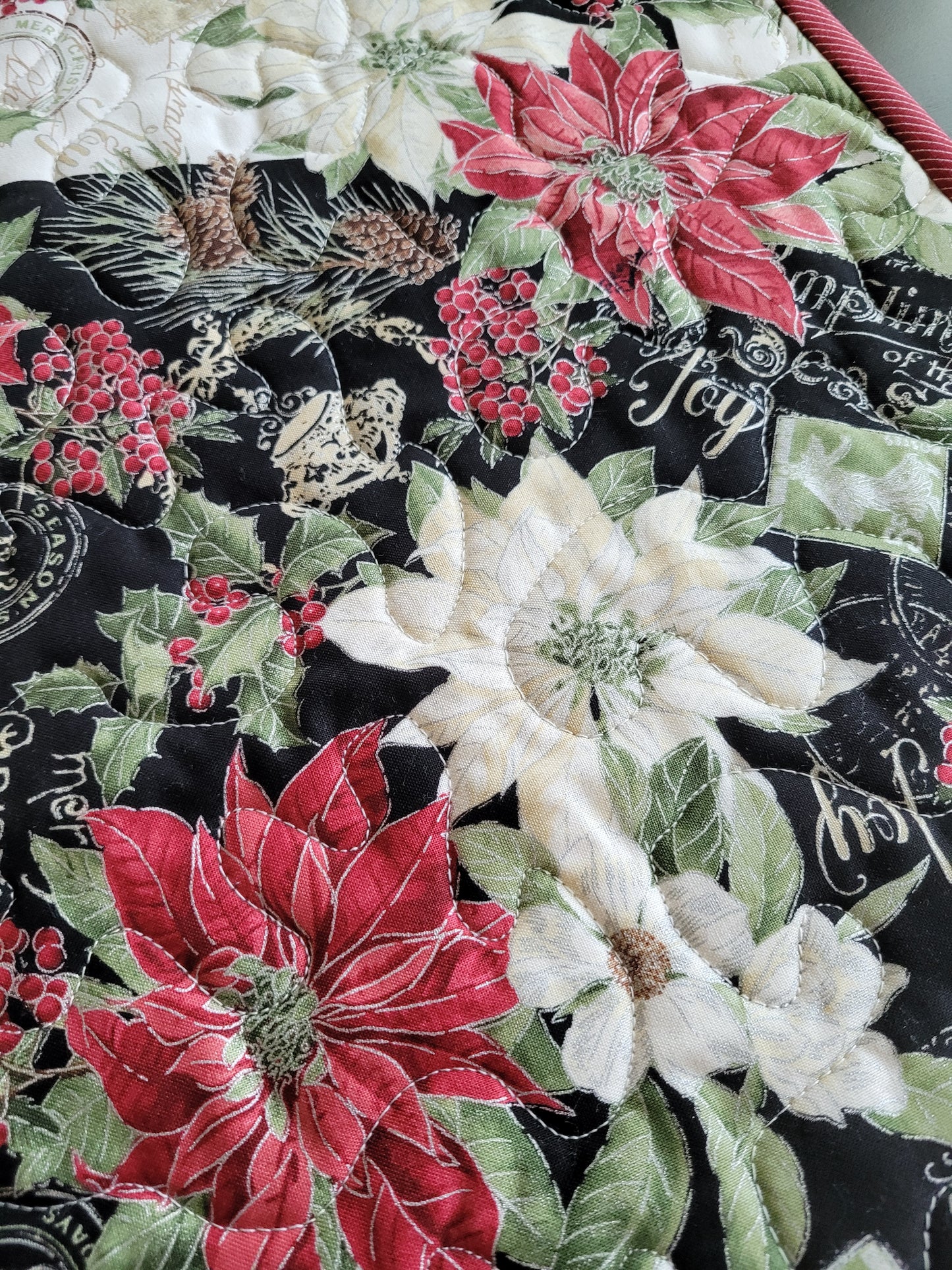 Handmade Poinsettia Christmas Table Runner