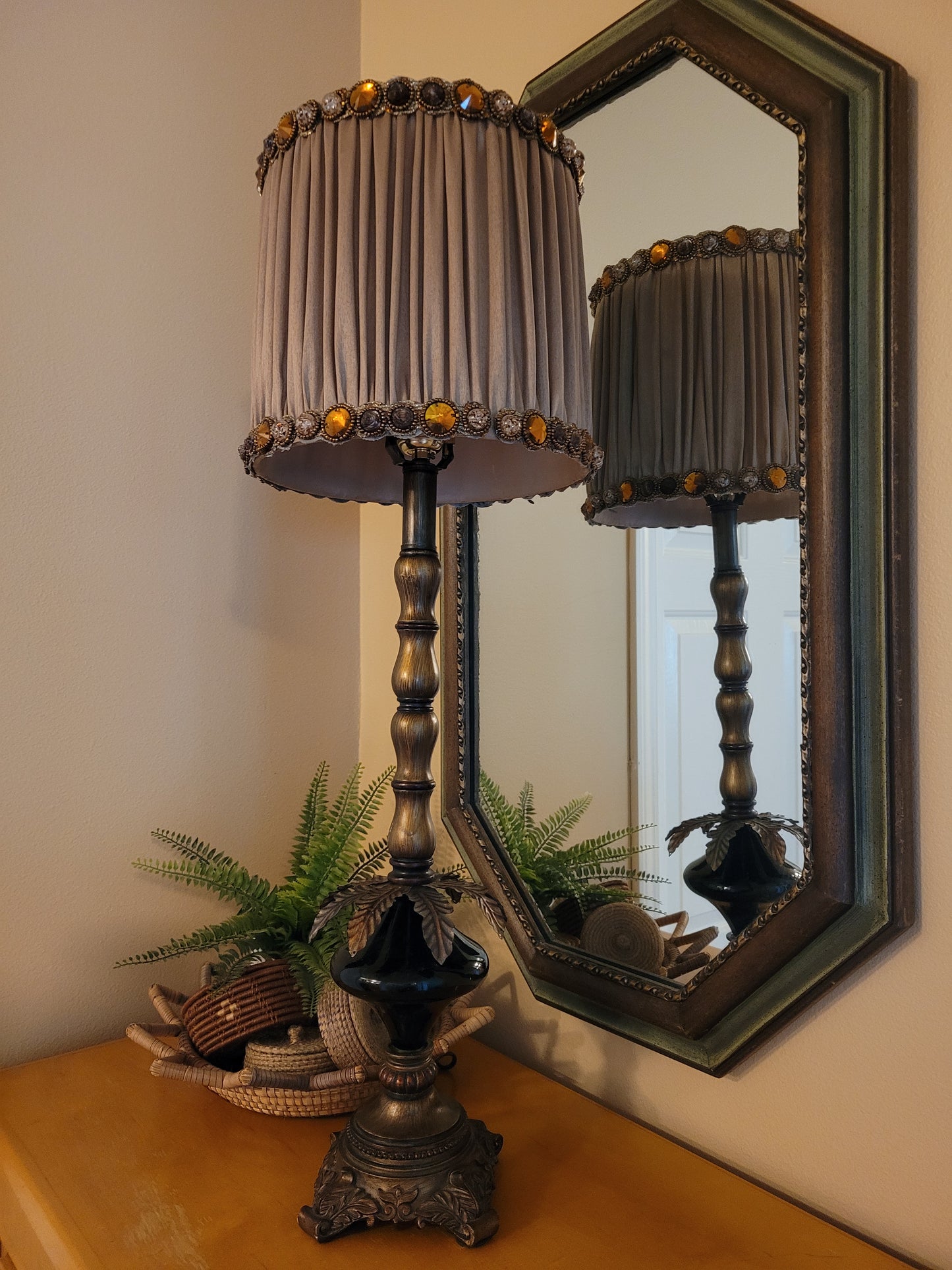 Vintage Candlestick Lamp with glass details