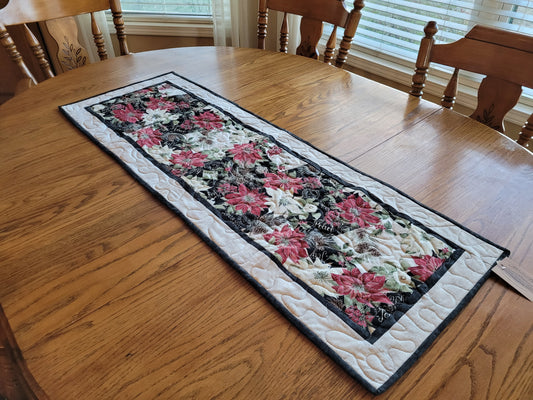 Poinsettia Christmas Table Runner