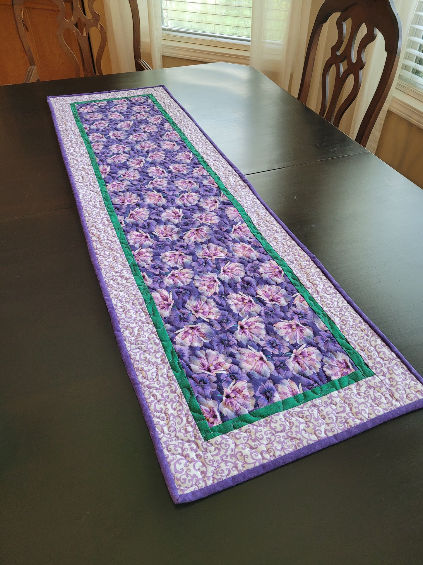 Handmade Purple Floral Table Runner